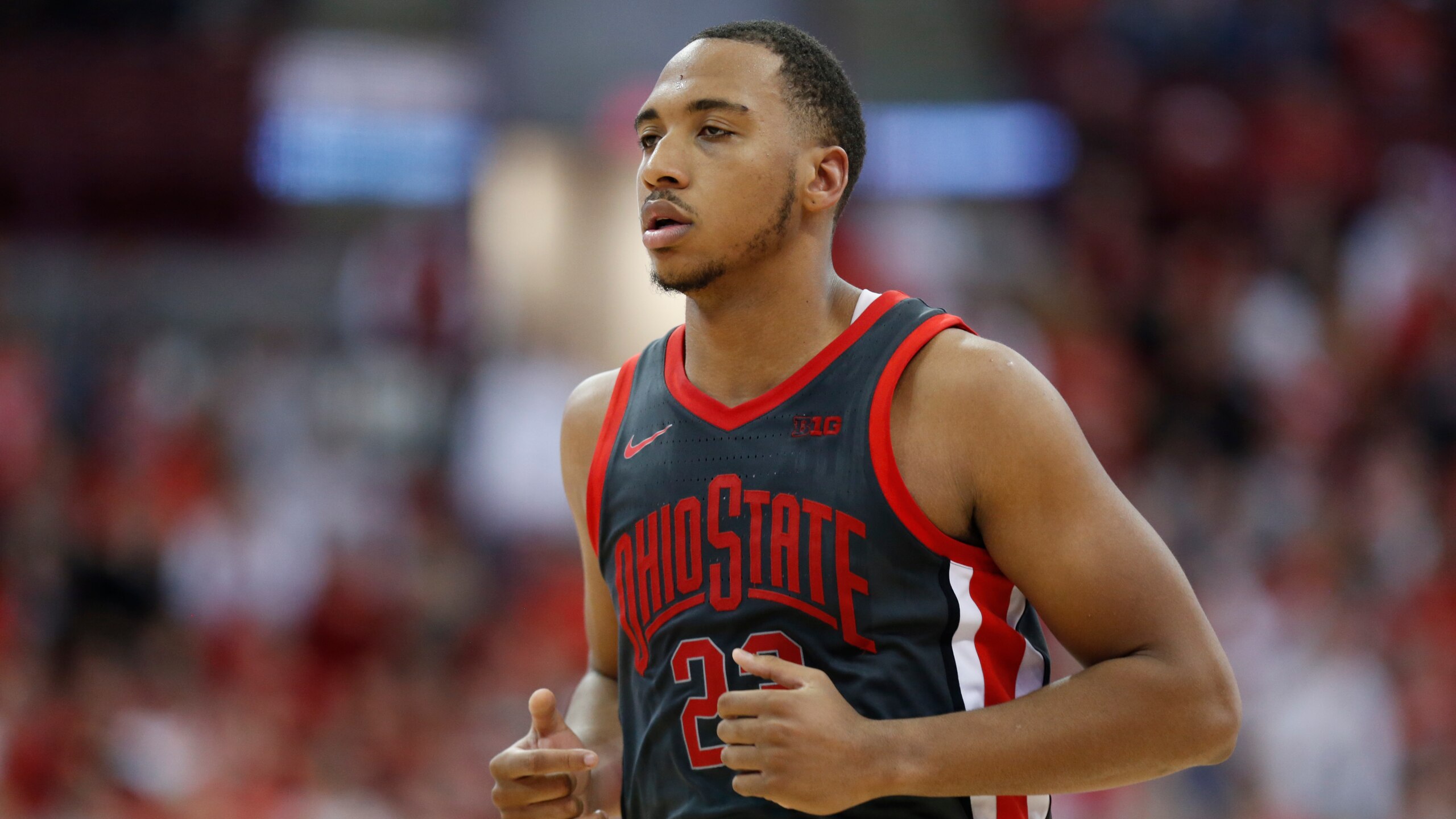 Ohio State forward Zed Key is seen during an NCAA college basketball game against Wisconsin in Columbus, Ohio, Saturday, Dec. 11, 2021. Ohio State won 73-55. (AP Photo/Paul Vernon)