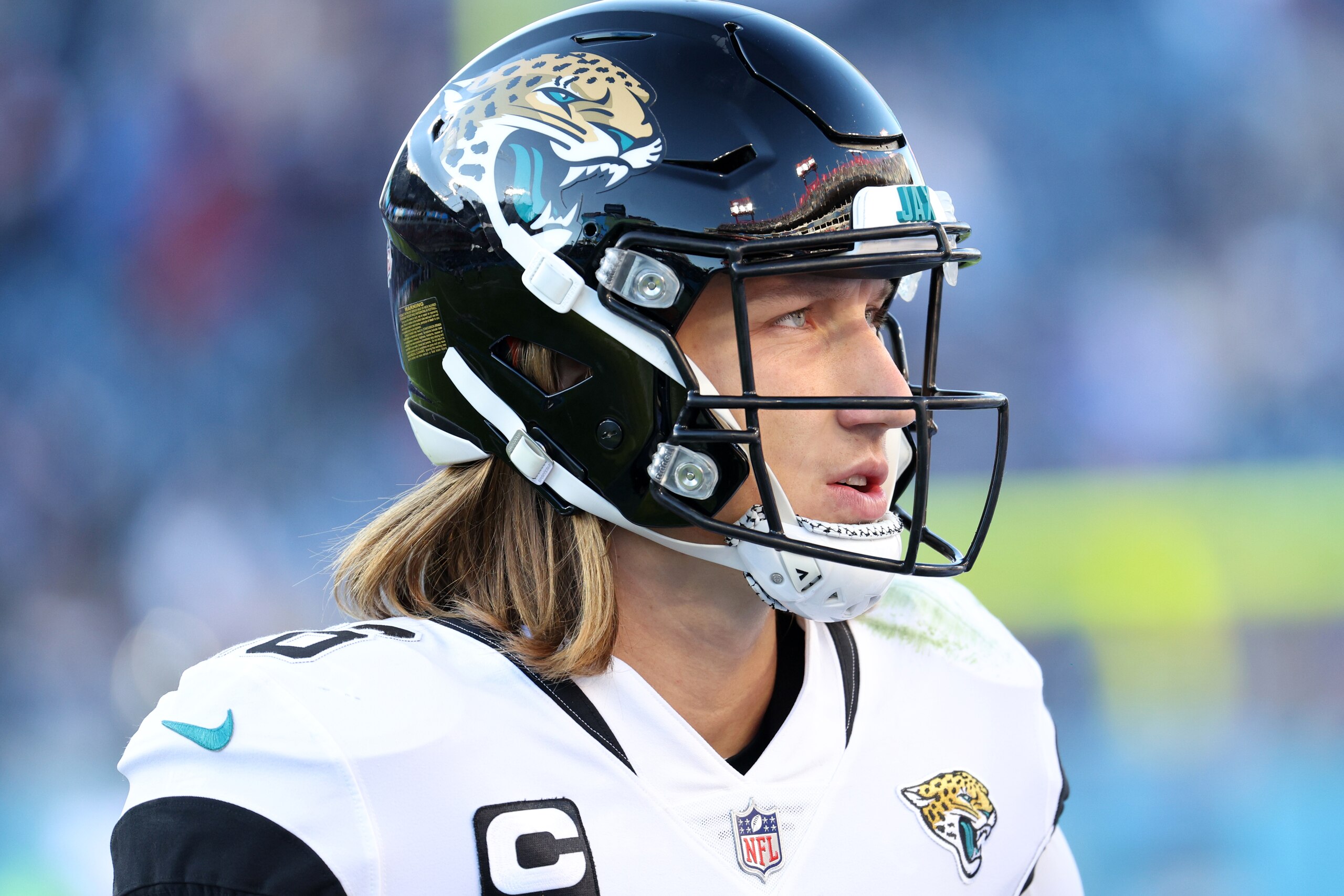 NASHVILLE, TENNESSEE - DECEMBER 12: Trevor Lawrence #16 of the Jacksonville Jaguars reacts against the Tennessee Titans during the second half at Nissan Stadium on December 12, 2021 in Nashville, Tennessee. (Photo by Andy Lyons/Getty Images)