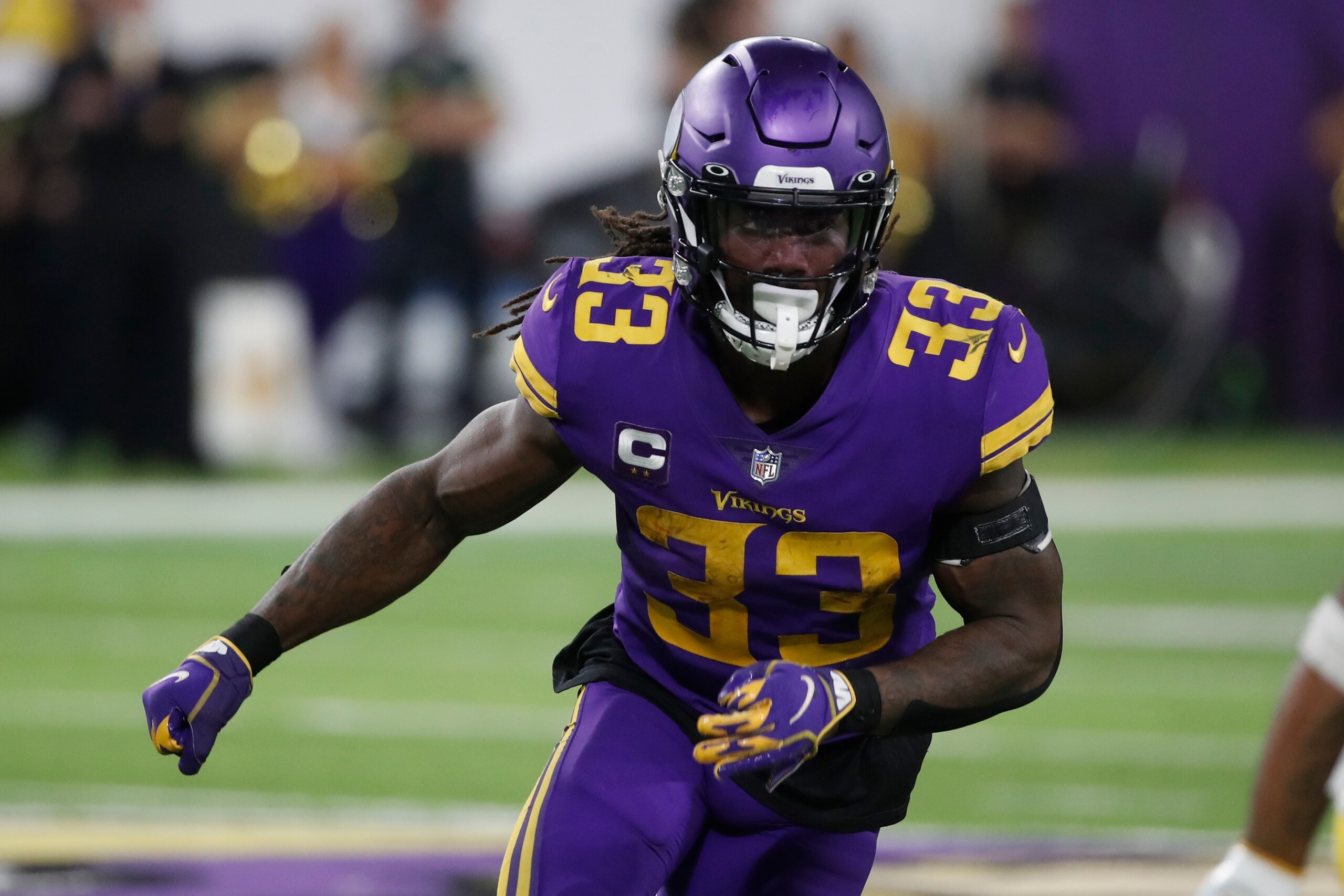 Minnesota Vikings running back Dalvin Cook (33) plays during the second half of an NFL football game against the Pittsburgh Steelers, Thursday, Dec. 9, 2021, in Minneapolis. (AP Photo/Bruce Kluckhohn)