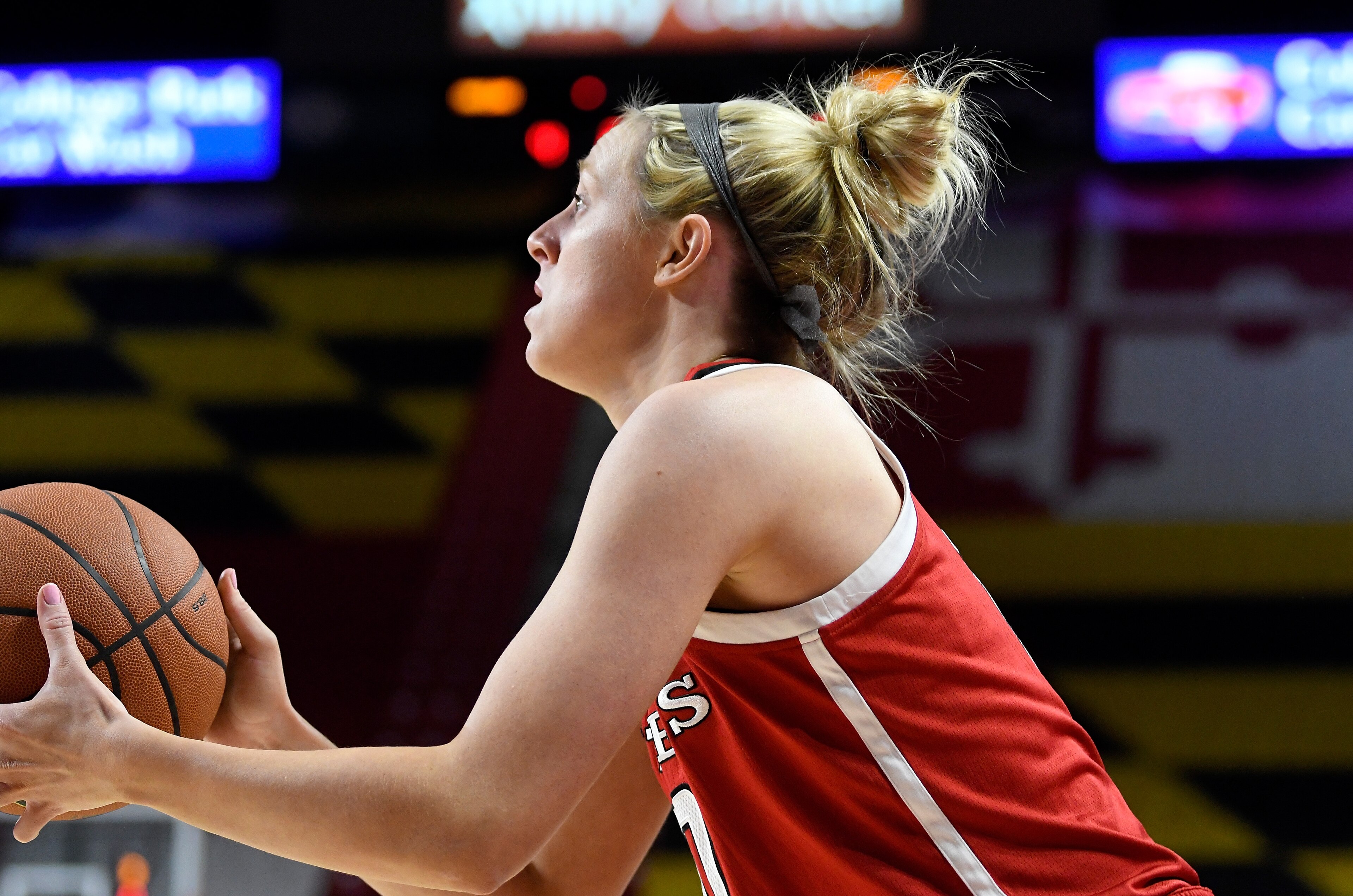 COLLEGE PARK, MD - FEBRUARY 01: Kathleen Fitzpatrick #10 of the Rutgers Scarlet Knights shoots the ball against the Maryland Terrapins at Xfinity Center on February 1, 2018 in College Park, Maryland. (Photo by G Fiume/Maryland Terrapins/Getty Images) COLLEGE PARK, MD - FEBRUARY 01: Kathleen Fitzpatrick #10 of the Rutgers Scarlet Knights shoots the ball against the Maryland Terrapins at Xfinity Center on February 1, 2018 in College Park, Maryland. (Photo by G Fiume/Maryland Terrapins/Getty Images)