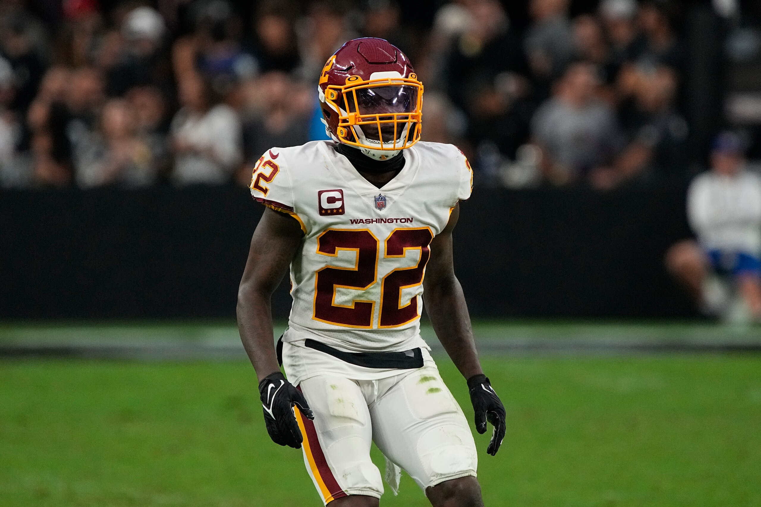 Washington Football Team defensive back Deshazor Everett (22) during the second half of an NFL football game against the Las Vegas Raiders, Sunday, Dec. 5, 2021, in Las Vegas. (AP Photo/Rick Scuteri)