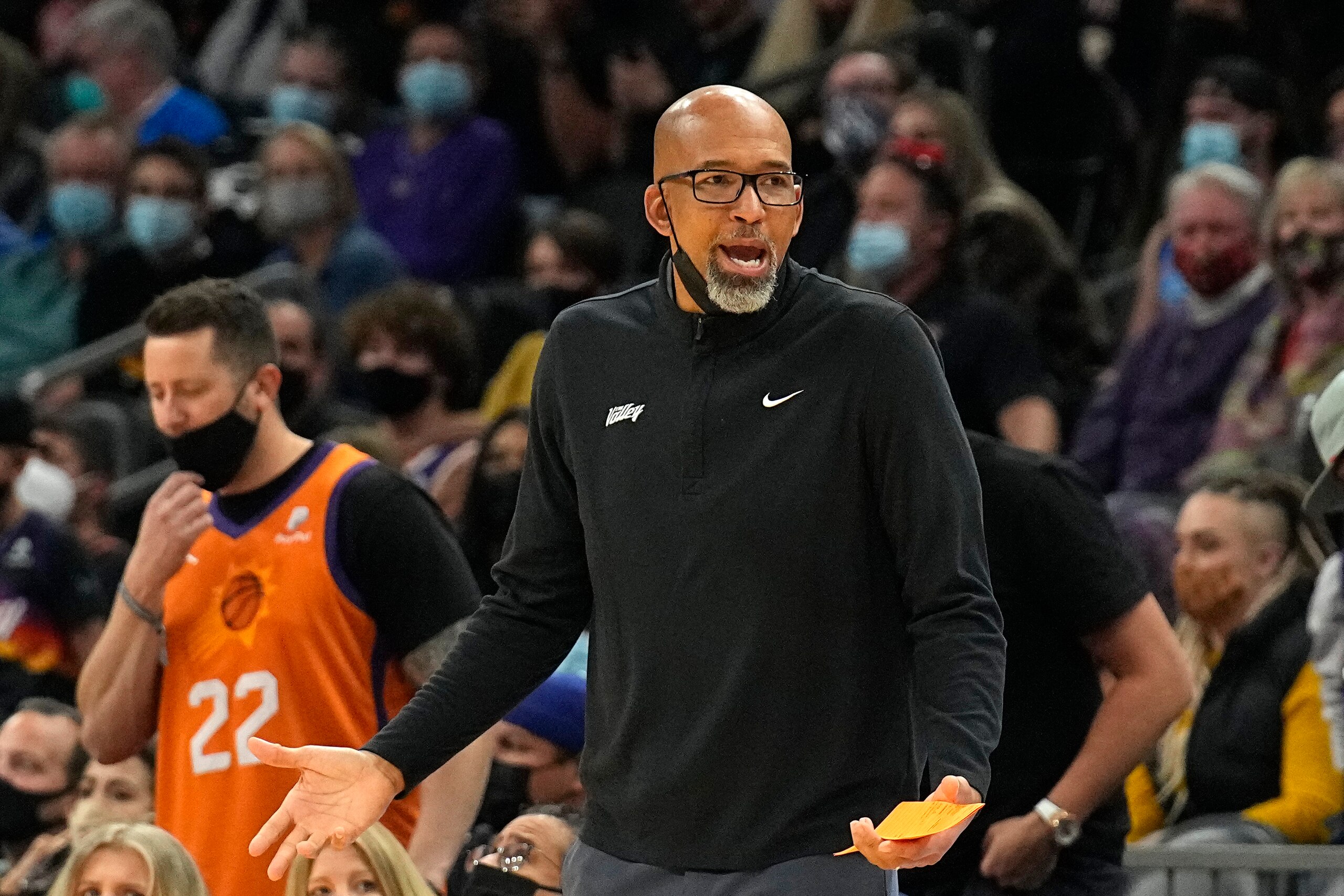 Phoenix Suns head coach Monty Williams during the second half of an NBA basketball game against the Oklahoma City Thunder, Thursday, Dec. 23, 2021, in Phoenix. (AP Photo/Rick Scuteri)