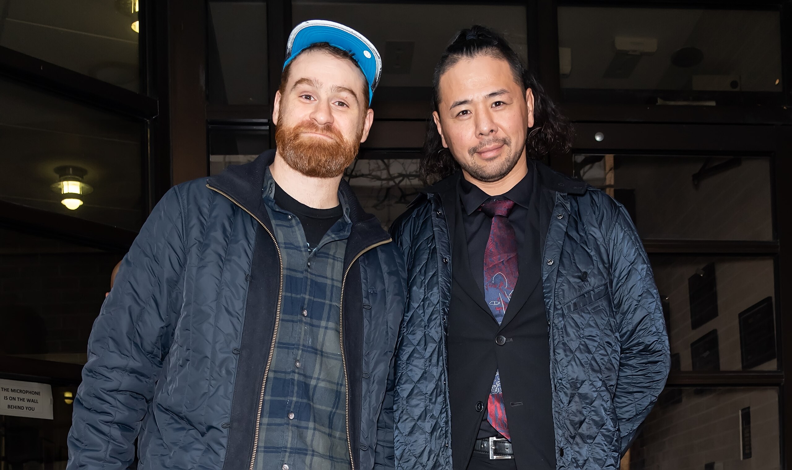 PHILADELPHIA, PENNSYLVANIA - NOVEMBER 15: WWE professional wrestlers of SmackDown Sami Zayn and Shinsuke Nakamura are seen arriving to Fox 29's 'Good Day' at FOX 29 Studios on November 15, 2019 in Philadelphia, Pennsylvania. (Photo by Gilbert Carrasquillo/GC Images)