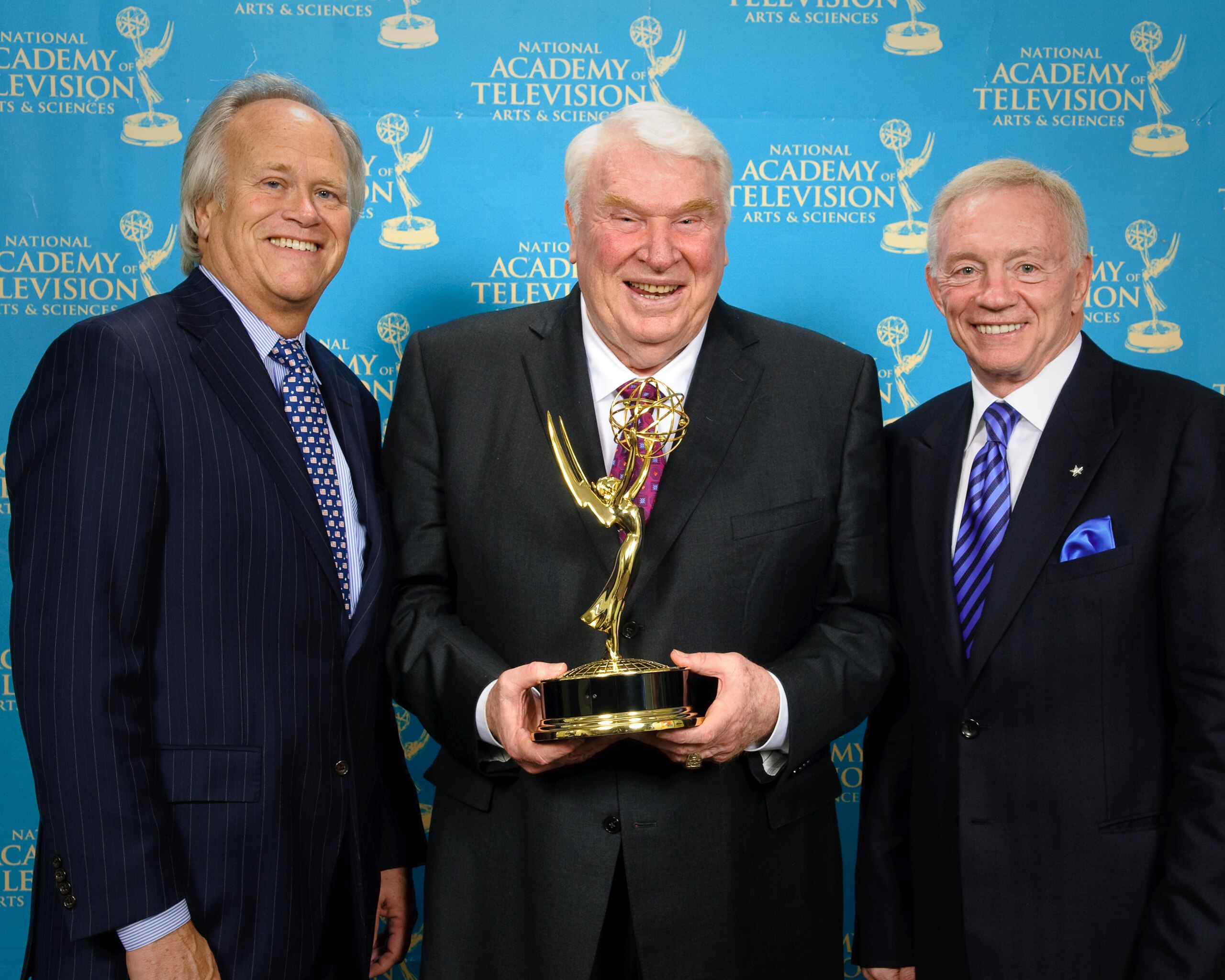 NEW YORK - APRIL 26: (L-R) Dick Ebersol, John Madden and Jerry Jones at the 31st annual Sports Emmy Awards at Frederick P. Rose Hall, Jazz at Lincoln Center on April 26, 2010 in New York, New York. (Photo by Marc Bryan-Brown/WireImage)