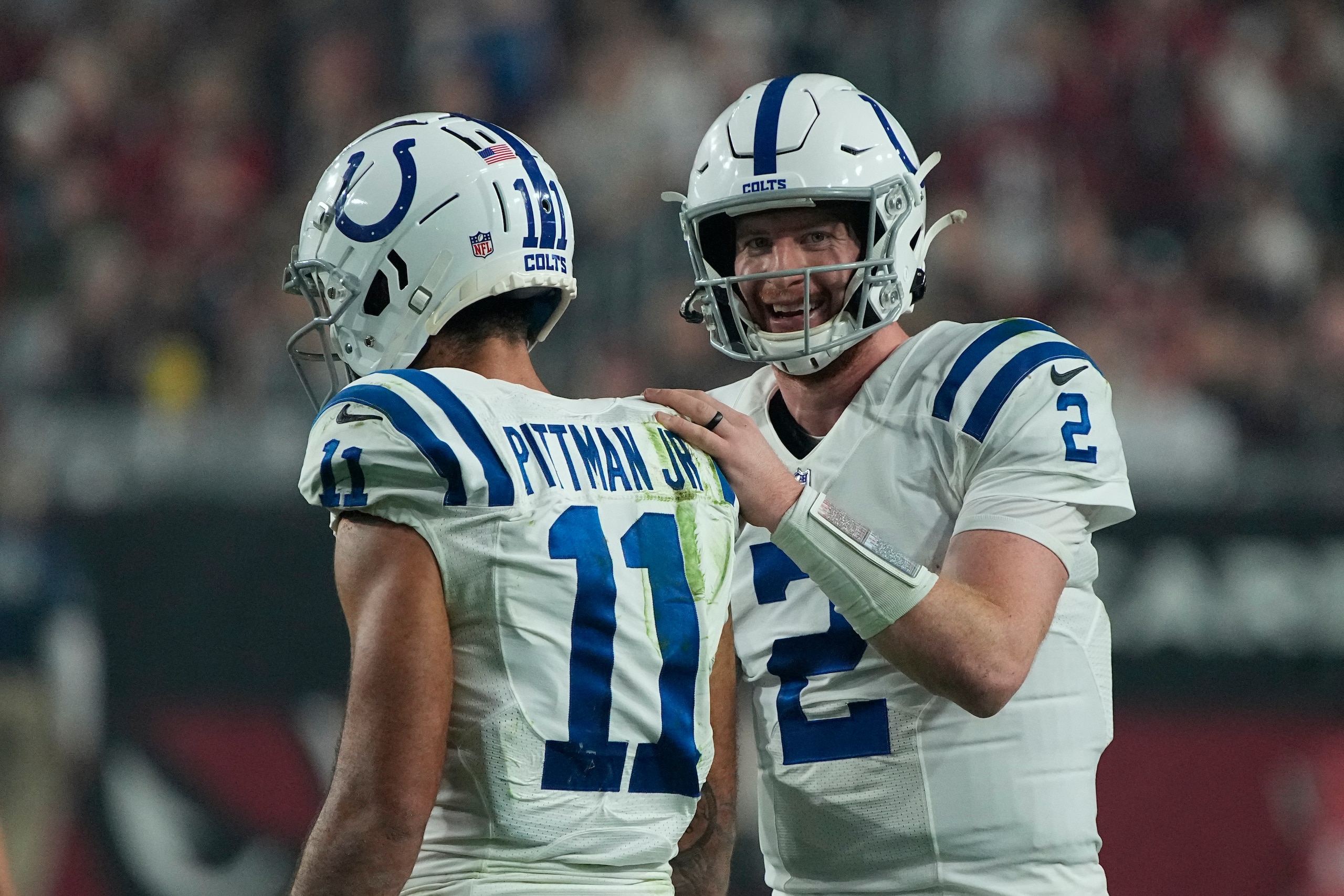 Indianapolis Colts quarterback Carson Wentz (2) during the second half of an NFL football game against the Arizona Cardinals, Saturday, Dec. 25, 2021, in Glendale, Ariz. (AP Photo/Rick Scuteri)