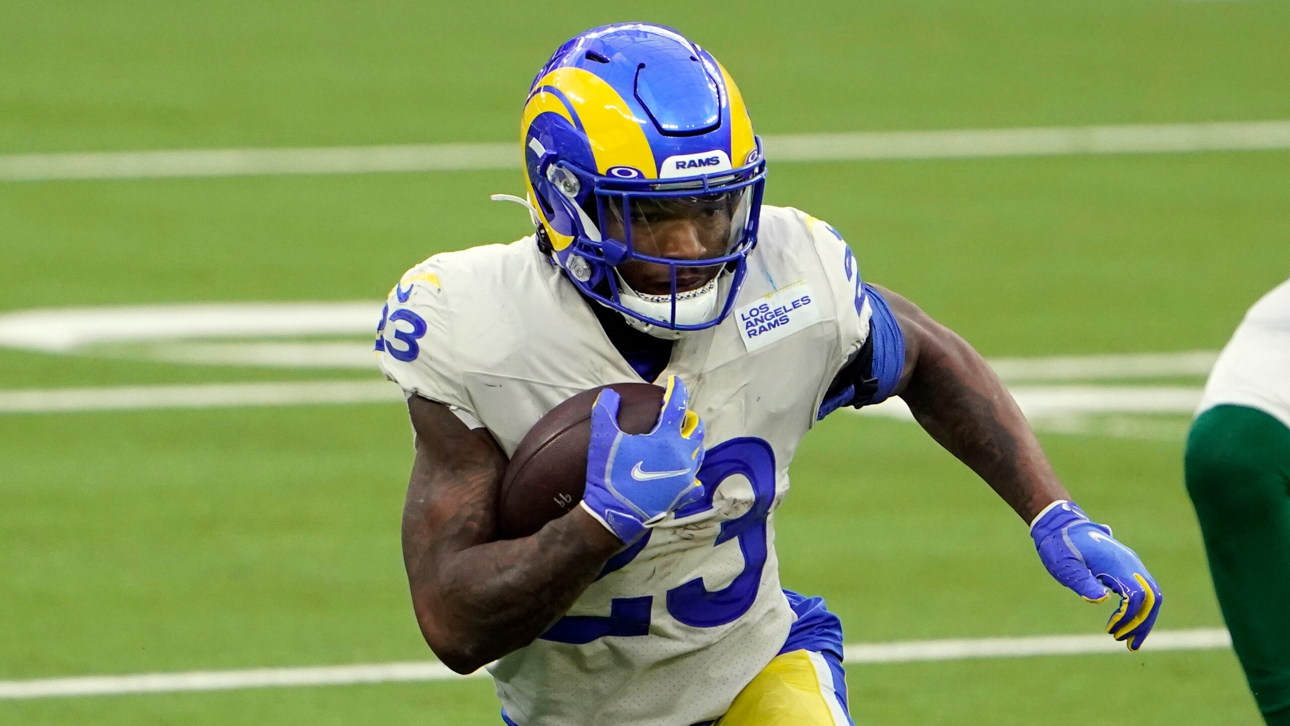 Los Angeles Rams running back Cam Akers (23) runs against the New York Jets during the second half of an NFL football game Sunday, Dec. 20, 2020, in Inglewood, Calif. (AP Photo/Jae C. Hong)