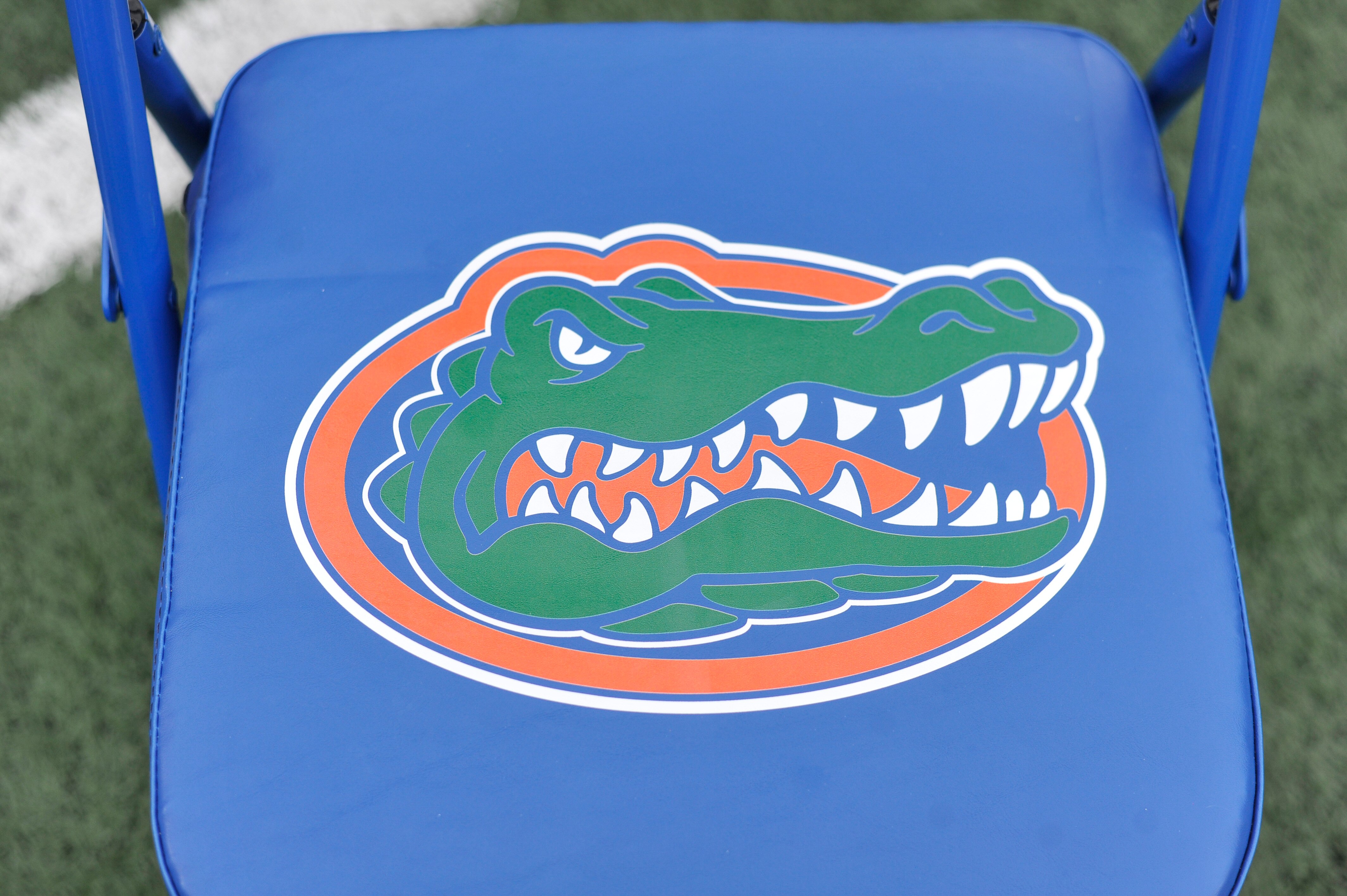 COLUMBIA, MO - NOVEMBER 4: A Florida Gators logo is seen on a chair during a game against the Missouri Tigers  at Memorial Stadium on November 4, 2017 in Columbia, Missouri. (Photo by Ed Zurga/Getty Images) *** Local Caption ***