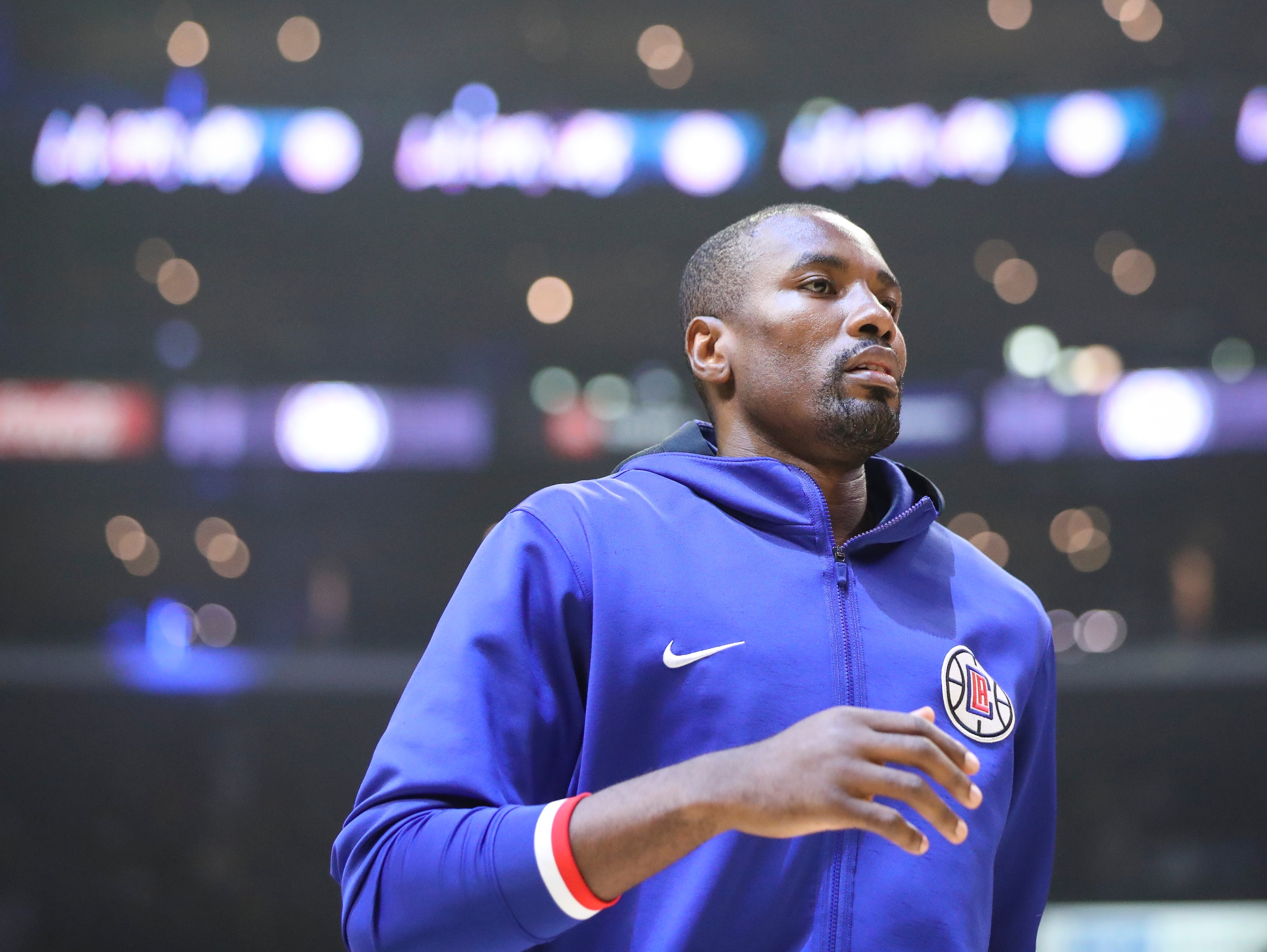 LOS ANGELES, CALIFORNIA - JANUARY 09: Serge Ibaka #9 of the LA Clippers warms up before the game against the Atlanta Hawks at Crypto.com Arena on January 09, 2022 in Los Angeles, California. NOTE TO USER: User expressly acknowledges and agrees that, by downloading and or using this Photograph, user is consenting to the terms and conditions of the Getty Images License Agreement. (Photo by Meg Oliphant/Getty Images)