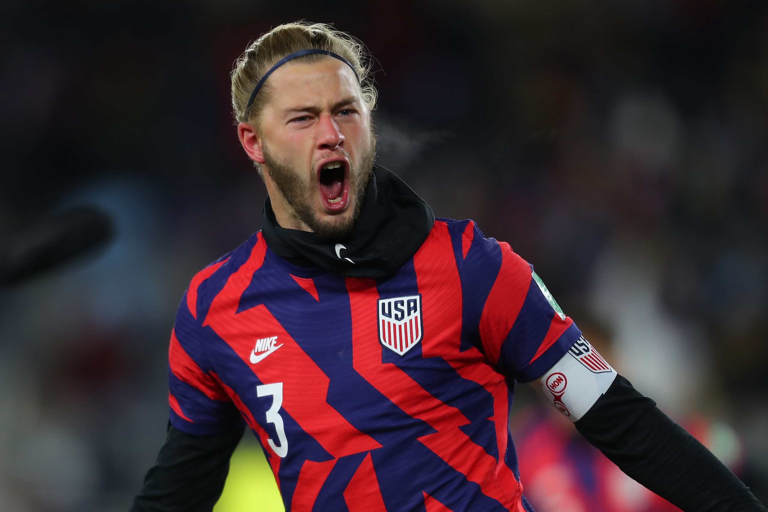 ST PAUL, MN - FEBRUARY 02: Walker Zimmerman #3 of United States reacts after his teammate Weston McKennie #8 scored the first goal during the FIFA World Cup Qatar 2022 qualifying match between the United States and Honduras at Allianz Field on February 2, 2022 in St Paul, Minnesota. (Photo by Omar Vega/Getty Images) ST PAUL, MN - FEBRUARY 02: Walker Zimmerman #3 of United States reacts after his teammate Weston McKennie #8 scored the first goal during the FIFA World Cup Qatar 2022 qualifying match between the United States and Honduras at Allianz Field on February 2, 2022 in St Paul, Minnesota. (Photo by Omar Vega/Getty Images)