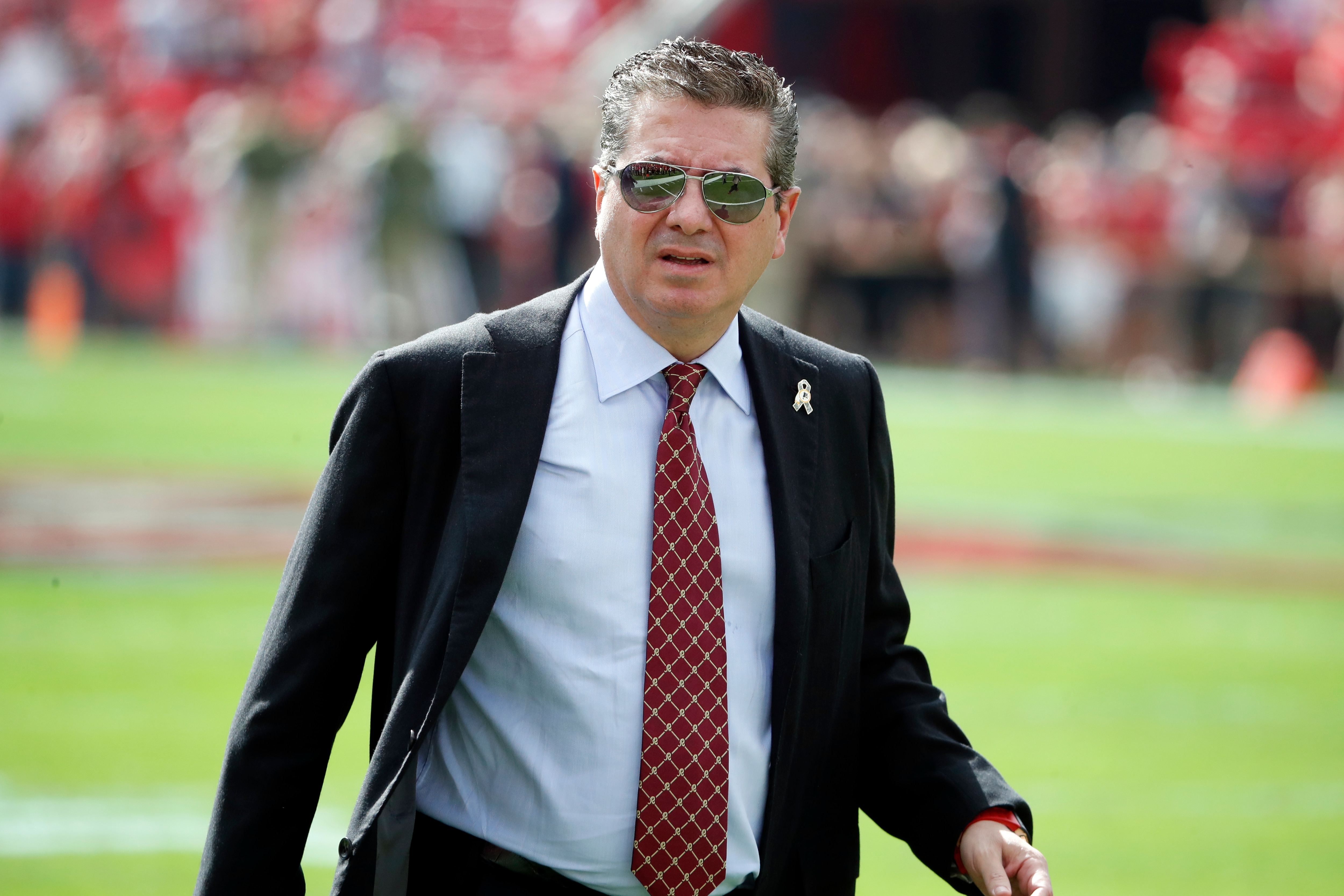 Washington Redskins owner Daniel Snyder walks the sidelines before an NFL football game against the Tampa Bay Buccaneers, Sunday, Nov. 11, 2018, in Tampa, Fla. The Redskins won the game 16-3. (Jeff Haynes/AP Images for Panini)