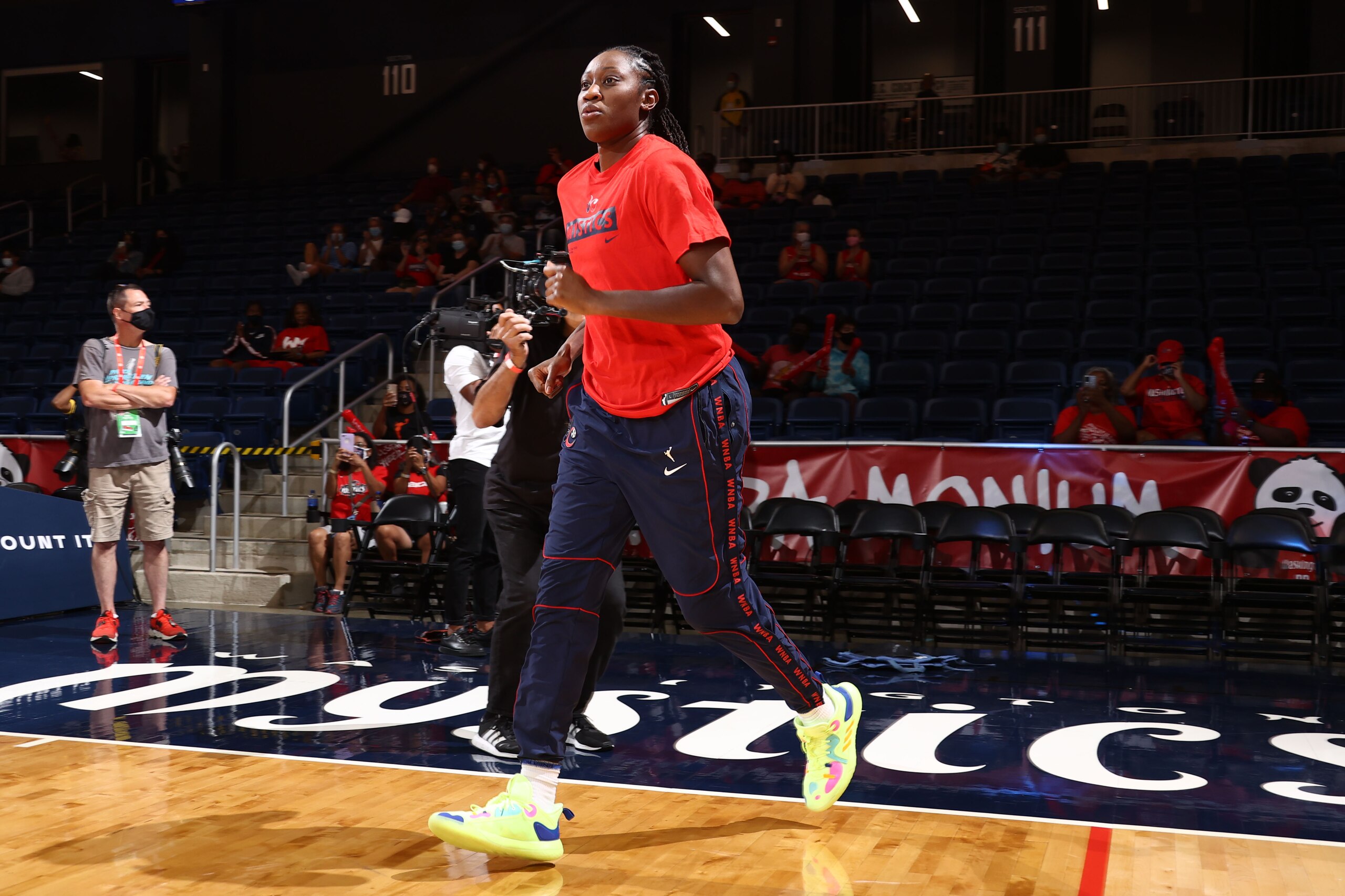 WASHINGTON, DC - SEPTEMBER 19: Tina Charles #31 of the Washington Mystics walks onto the court before the game against the Minnesota Lynx on September 19, 2021 at Entertainment & Sports Arena in Washington, DC. NOTE TO USER: User expressly acknowledges and agrees that, by downloading and or using this Photograph, user is consenting to the terms and conditions of the Getty Images License Agreement. Mandatory Copyright Notice: Copyright 2021 NBAE (Photo by Stephen Gosling/NBAE via Getty Images)
