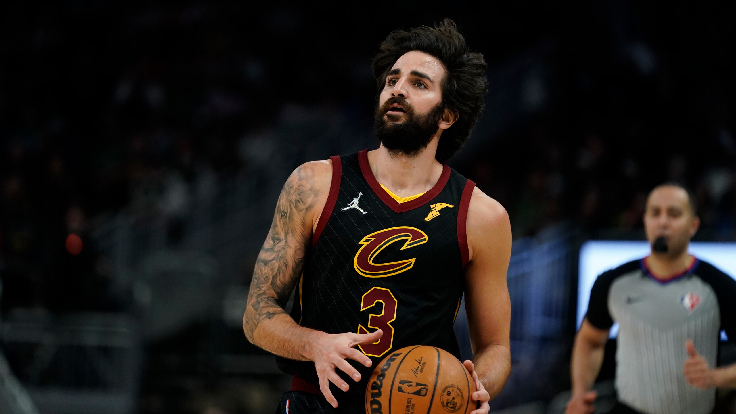 Cleveland Cavaliers' Ricky Rubio during the first half of an NBA basketball game against the Milwaukee Bucks Saturday, Dec. 18, 2021, in Milwaukee. (AP Photo/Morry Gash) Cleveland Cavaliers' Ricky Rubio during the first half of an NBA basketball game against the Milwaukee Bucks Saturday, Dec. 18, 2021, in Milwaukee. (AP Photo/Morry Gash)