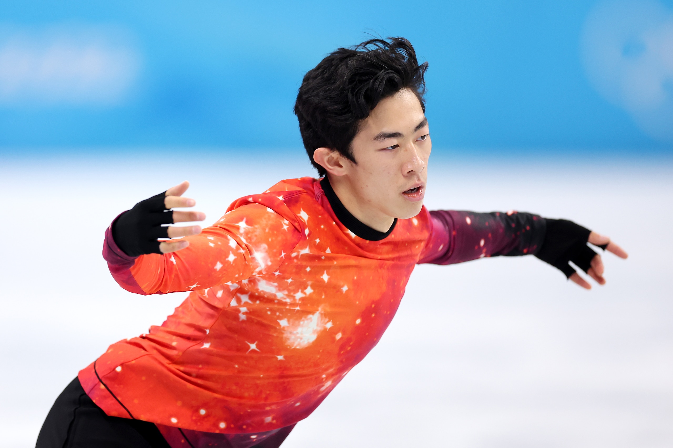 BEIJING, CHINA - FEBRUARY 10: Nathan Chen of Team United States skates during the Men Single Skating Free Skating on day six of the Beijing 2022 Winter Olympic Games at Capital Indoor Stadium on February 10, 2022 in Beijing, China. (Photo by Matthew Stockman/Getty Images)
