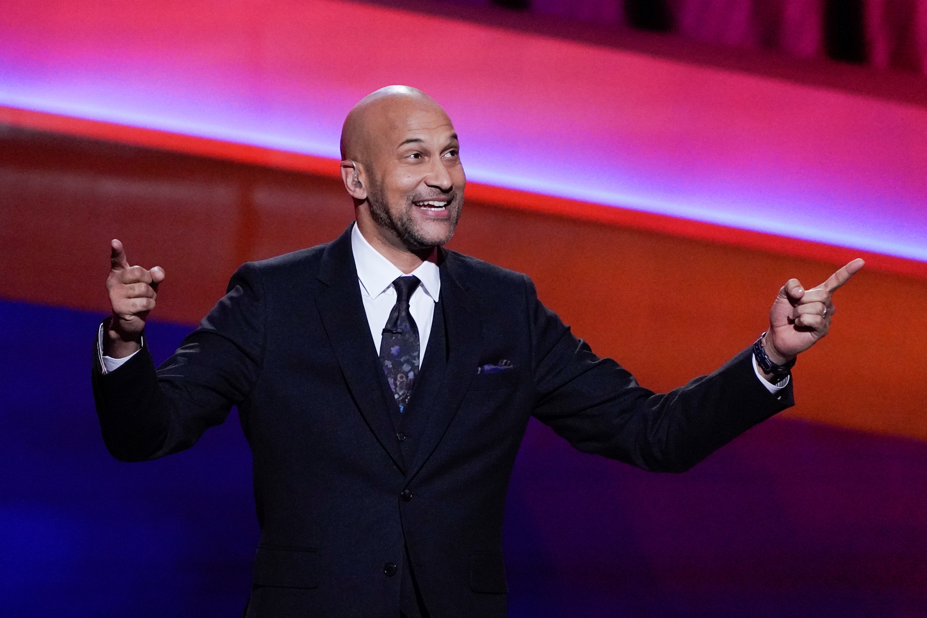 Host Keegan-Michael Key opens the NFL Honors show Thursday, Feb. 10, 2022, in Inglewood, Calif. (AP Photo/Mark J. Terrill)