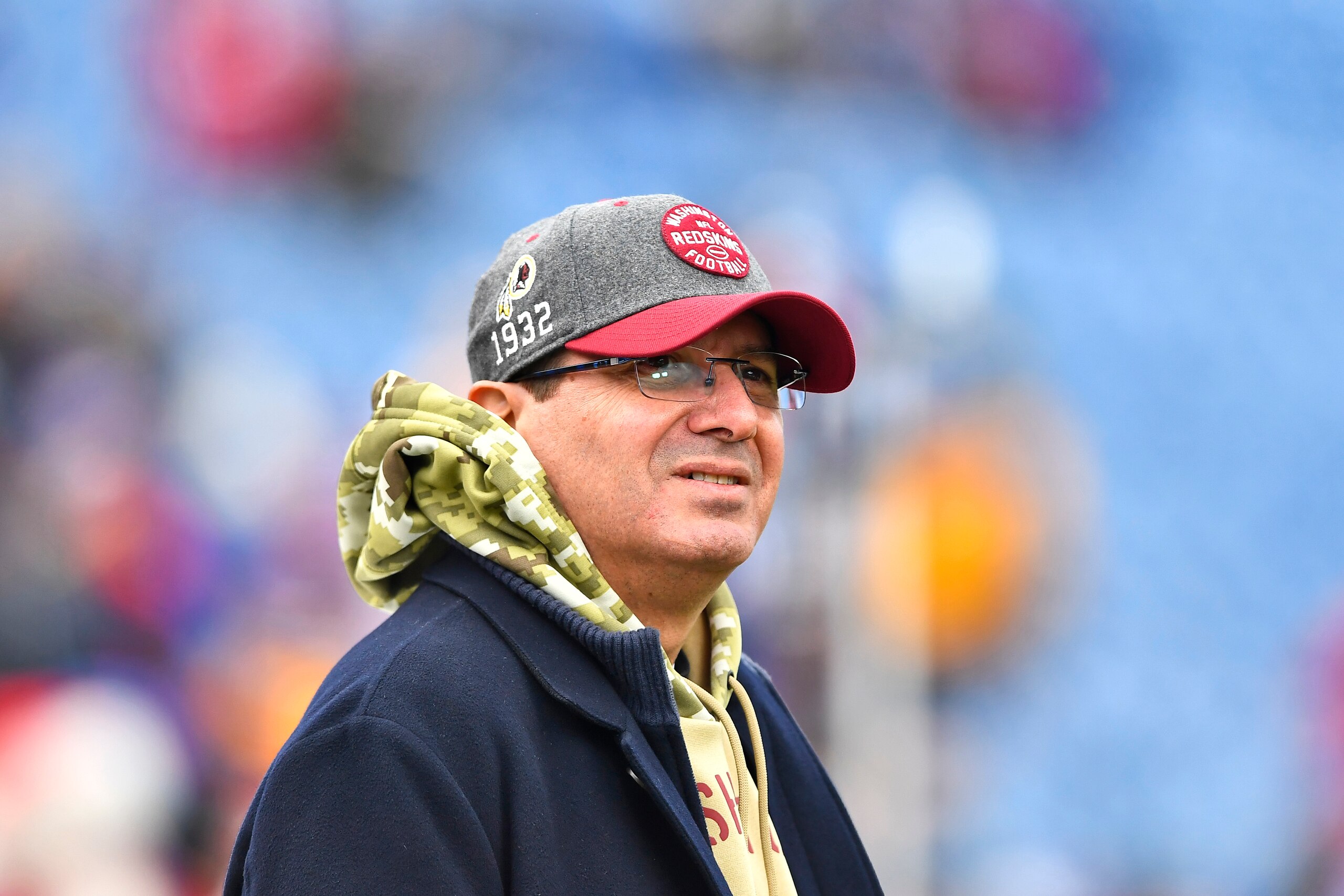 Washington Redskins owner Daniel Snyder is shown before an NFL football game against the Buffalo Bills, Sunday, Nov. 3, 2019, in Orchard Park, N.Y. (AP Photo/Adrian Kraus)
