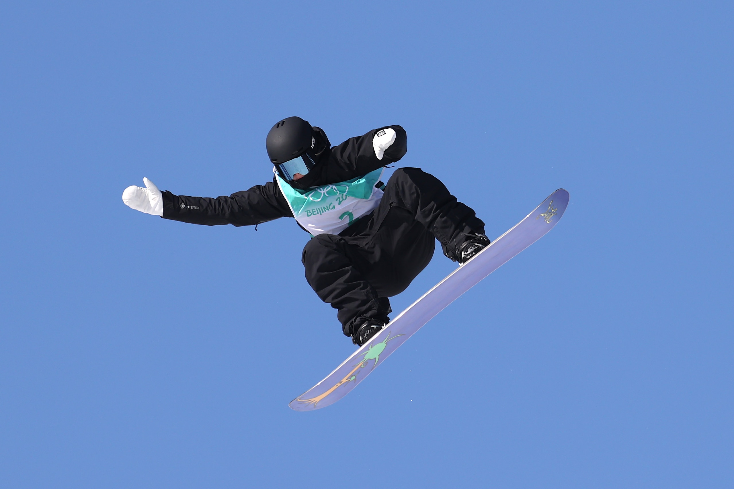 BEIJING, CHINA - FEBRUARY 14: Zoi Sadowski Synnott of Team New Zealand performs a trick during the Women's Snowboard Big Air Qualification on Day 10 of the Beijing 2022 Winter Olympics at Big Air Shougang on February 14, 2022 in Beijing, China. (Photo by Catherine Ivill/Getty Images)