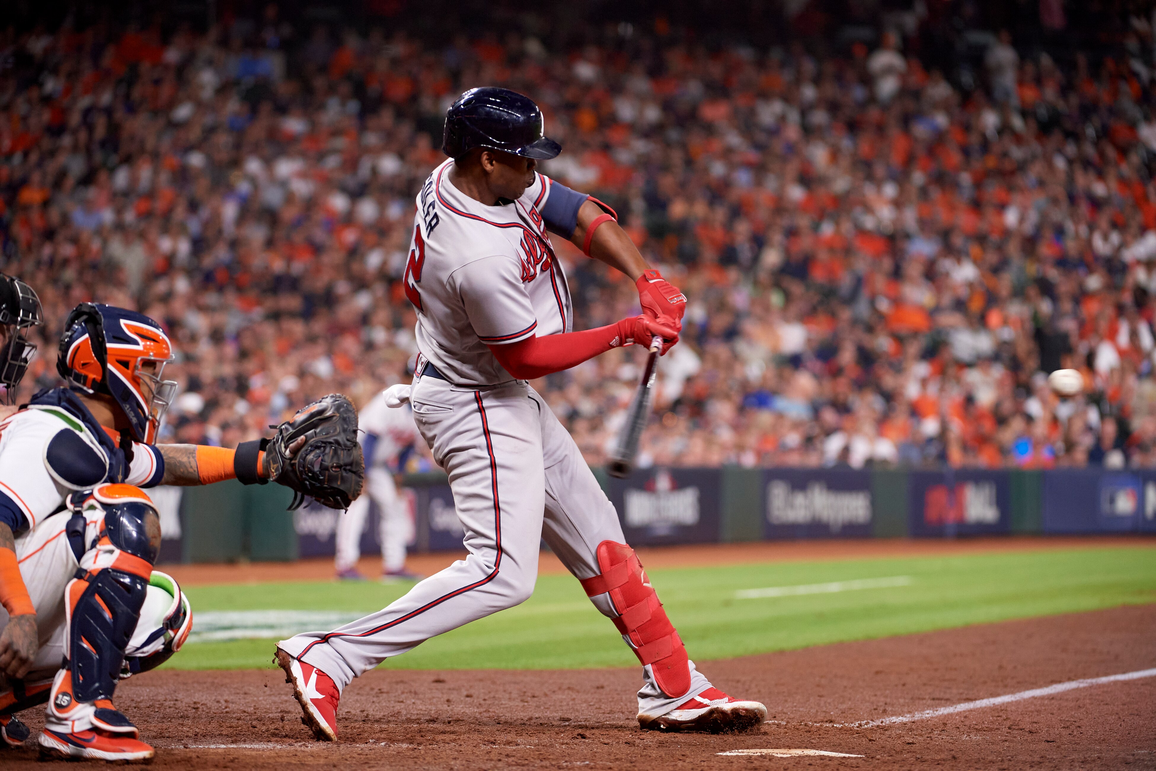 Baseball: World Series: Atlanta Braves Jorge Soler (12) in action, at bat vs Houston Astros at Minute Maid Park. Game 6. Houston, TX 11/2/2021 CREDIT: Greg Nelson (Photo by Greg Nelson/Sports Illustrated via Getty Images) (Set Number: X163857 TK1)