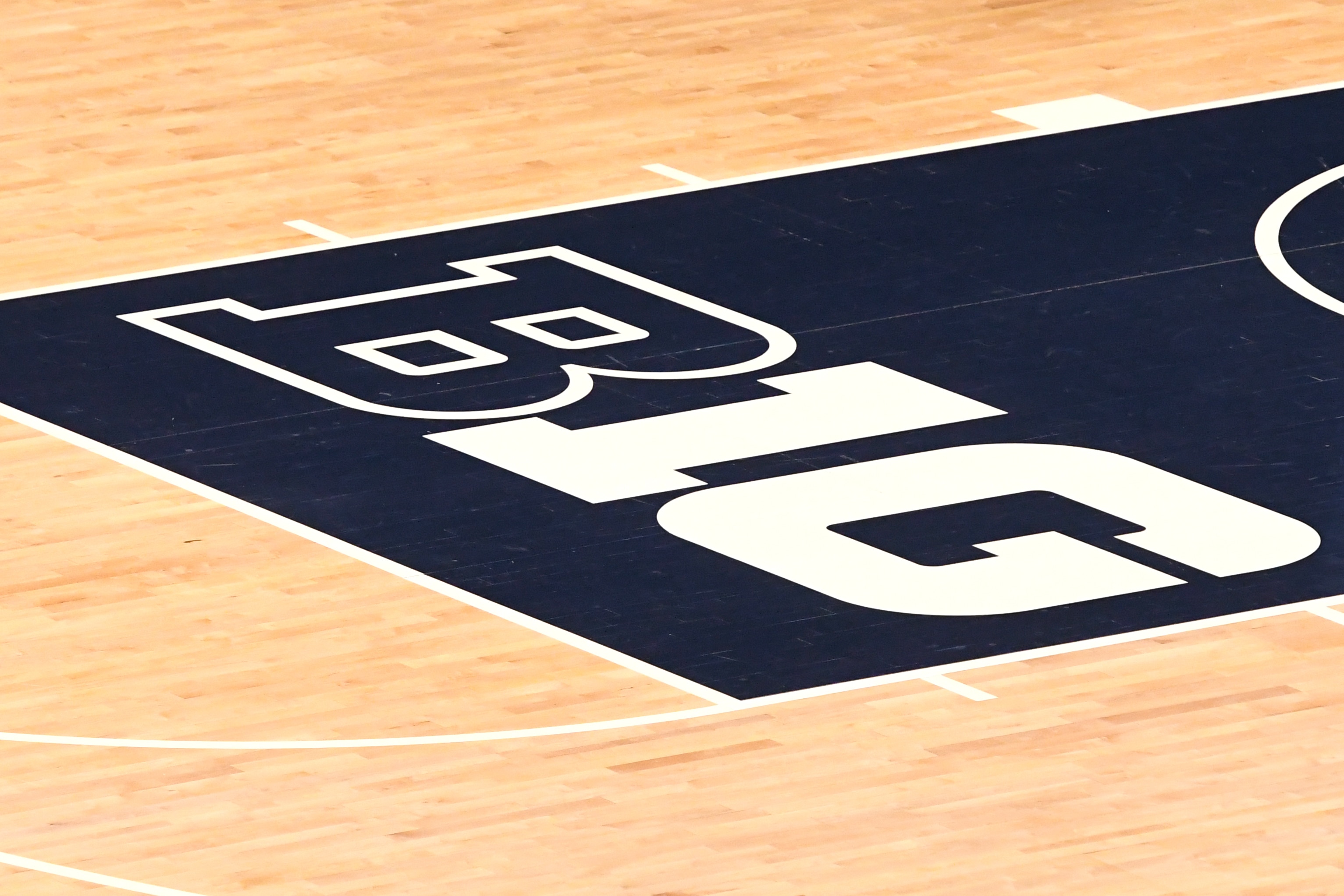 UNIVERSITY PARK, PENNSYLVANIA - JANUARY 08:  The Big Ten logo on the floor before a college basketball game between the Penn State Nittany Lions and the Purdue Boilermakers on at Bryce Jordan Center on January 8, 2022 in University Park, Pennsylvania.  (Photo by Mitchell Layton/Getty Images)