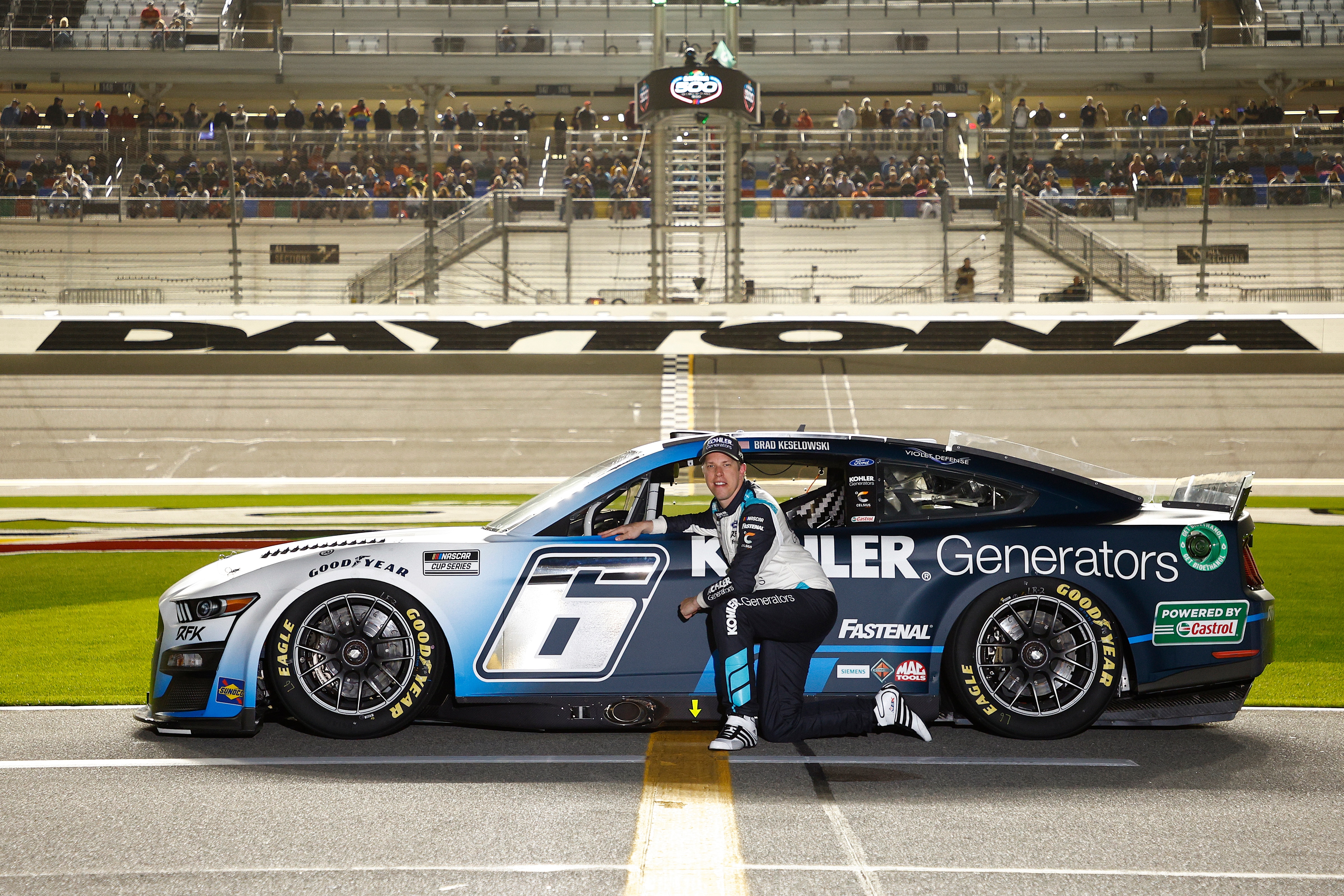 DAYTONA BEACH, FLORIDA - FEBRUARY 16: Brad Keselowski, driver of the #6 Kohler Generators Ford, poses for a photo on the grid during qualifying for the NASCAR Cup Series 64th Annual Daytona 500 at Daytona International Speedway on February 16, 2022 in Daytona Beach, Florida. (Photo by Jared C. Tilton/Getty Images)