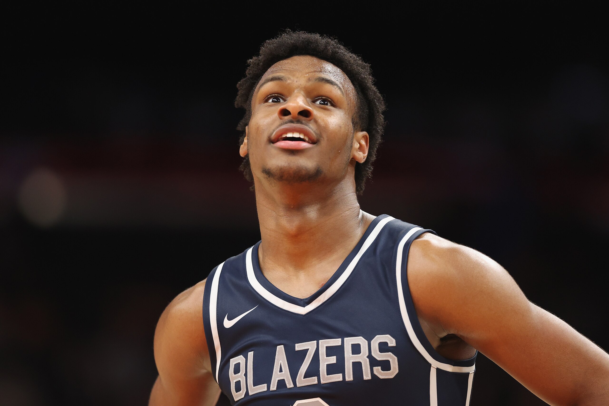 PHOENIX, ARIZONA - DECEMBER 11: Bronny James #0 of the Sierra Canyon Trailblazers during the Hoophall West tournament against the Perry Pumas at Footprint Center on December 11, 2021 in Phoenix, Arizona. (Photo by Christian Petersen/Getty Images)