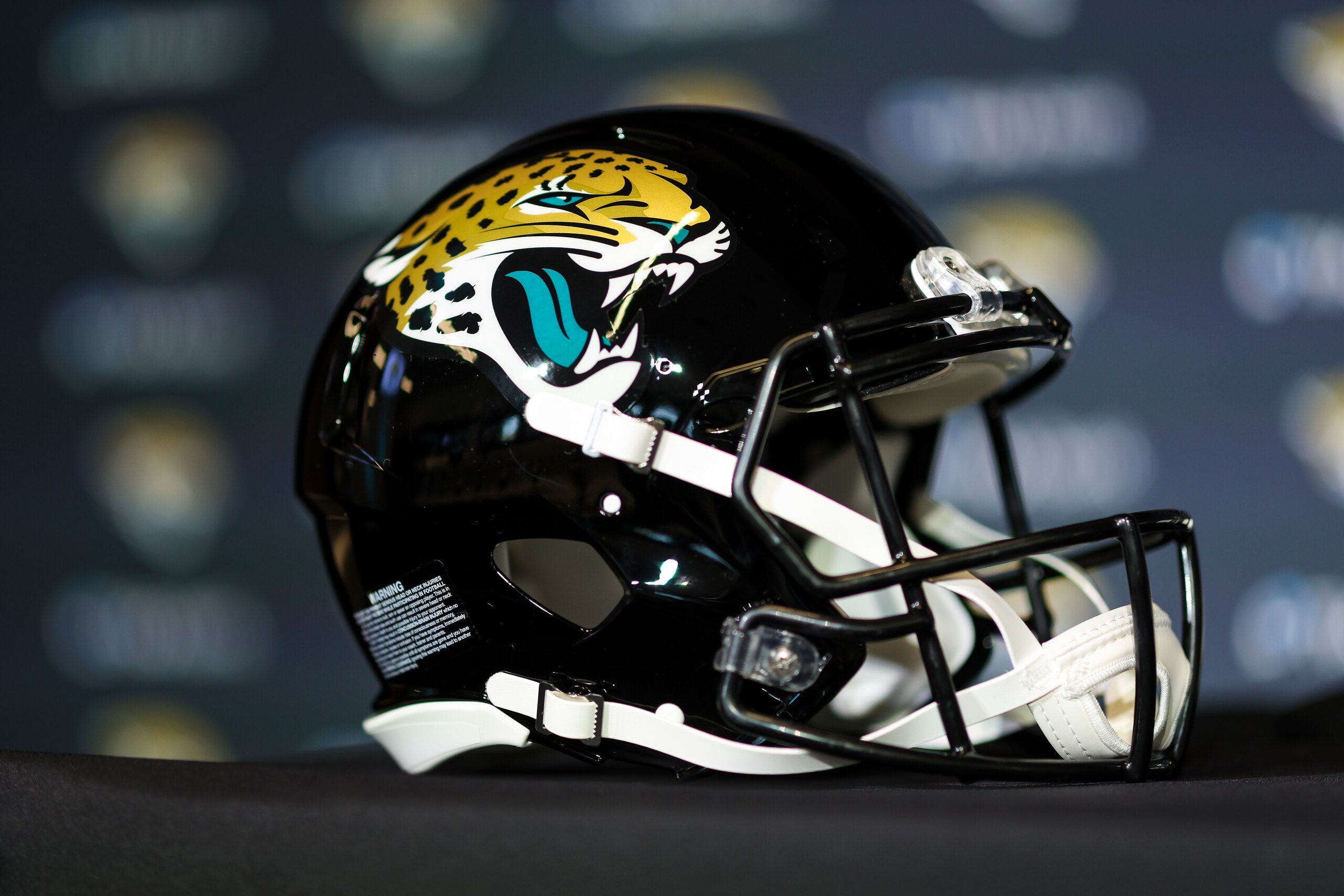 JACKSONVILLE, FLORIDA - FEBRUARY 05: A Jacksonville Jaguars helmet is seen during a press conference introducing Doug Pederson as the new Head Coach of the Jacksonville Jaguars at TIAA Bank Stadium on February 05, 2022 in Jacksonville, Florida. (Photo by James Gilbert/Getty Images) JACKSONVILLE, FLORIDA - FEBRUARY 05: A Jacksonville Jaguars helmet is seen during a press conference introducing Doug Pederson as the new Head Coach of the Jacksonville Jaguars at TIAA Bank Stadium on February 05, 2022 in Jacksonville, Florida. (Photo by James Gilbert/Getty Images)