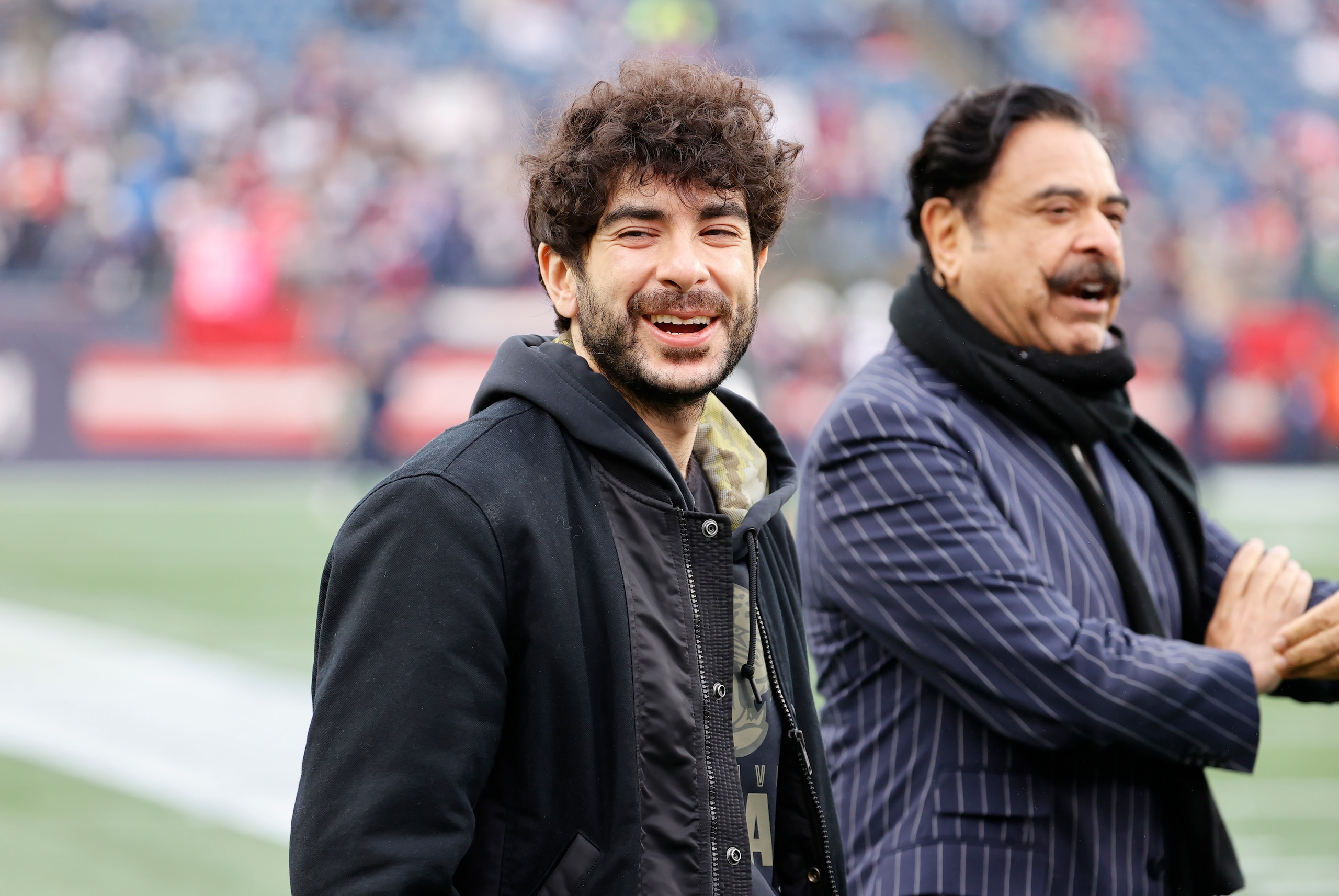 FOXBOROUGH, MA - JANUARY 02: Jacksonville Jaguars owners Tony and Shad Khan before a game between the New England Patriots and the Jacksonville Jaguars on January 2, 2022, at Gillette Stadium in Foxborough, Massachusetts. (Photo by Fred Kfoury III/Icon Sportswire via Getty Images)