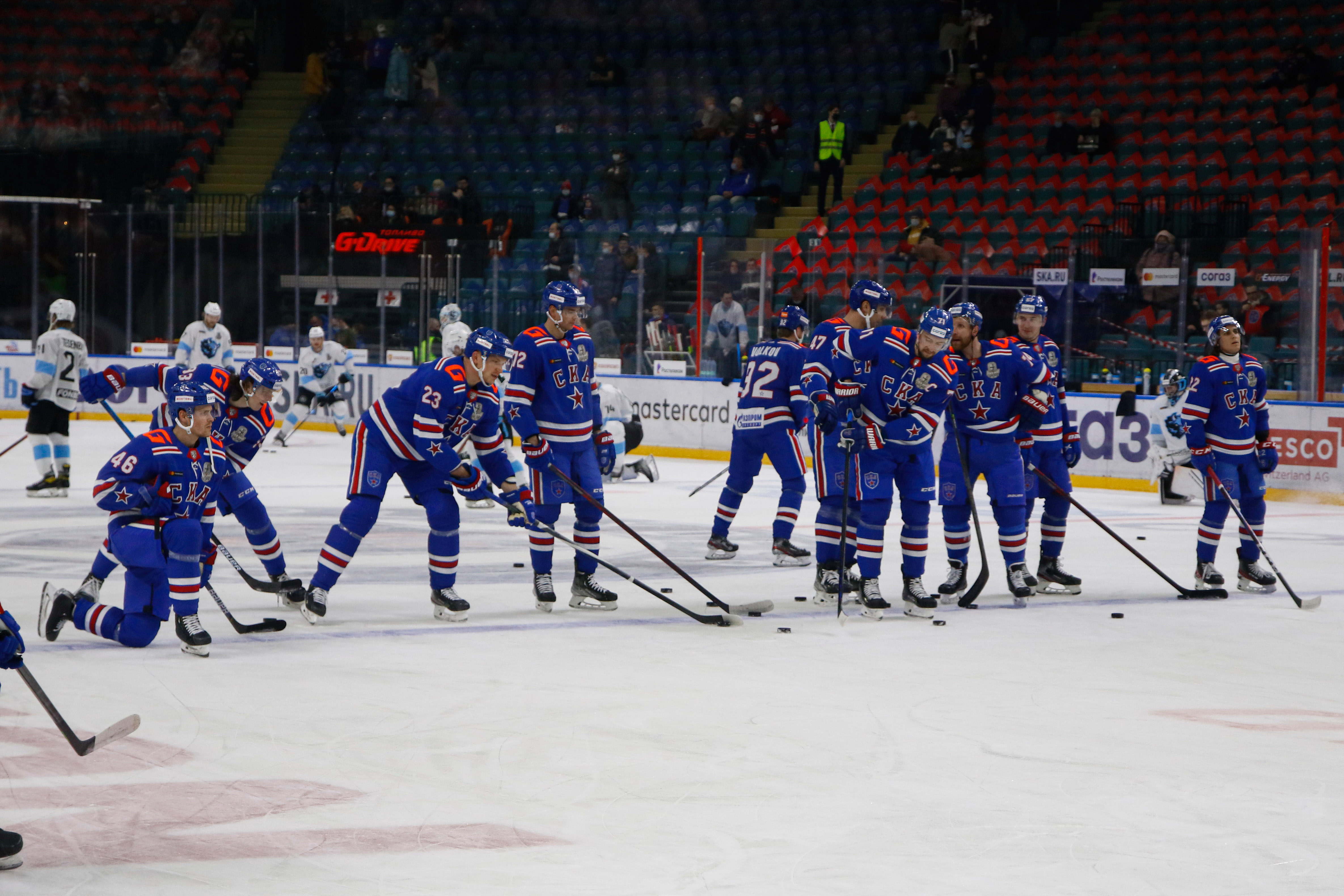 SAINT PETERSBURG, RUSSIA - 2022/03/04: SKA Hockey Club player in action during the Kontinental Hockey League, Gagarin Cup, KHL 2021/22 between SKA Saint Petersburg and Dinamo Minsk at the Ice Sports Palace.
(Final score; SKA Saint Petersburg 3:1 Dinamo Minsk). (Photo by Maksim Konstantinov/SOPA Images/LightRocket via Getty Images)