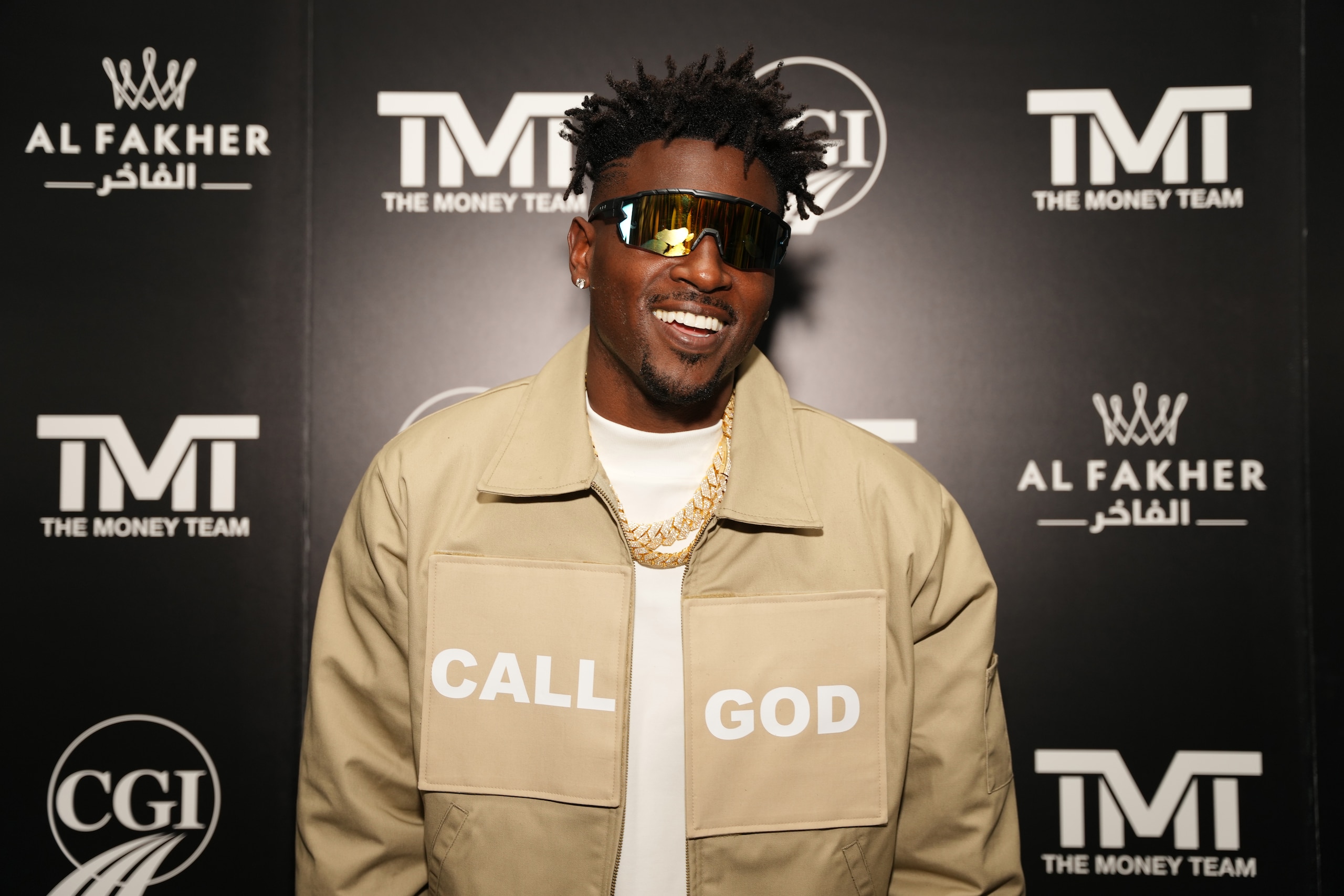 MIAMI BEACH, FLORIDA - FEBRUARY 24: Antonio Brown attends Floyd Mayweather's birthday bash at The Gabriel Miami South Beach on February 24, 2022 in Miami Beach, Florida. (Photo by Mark Brown/Getty Images)