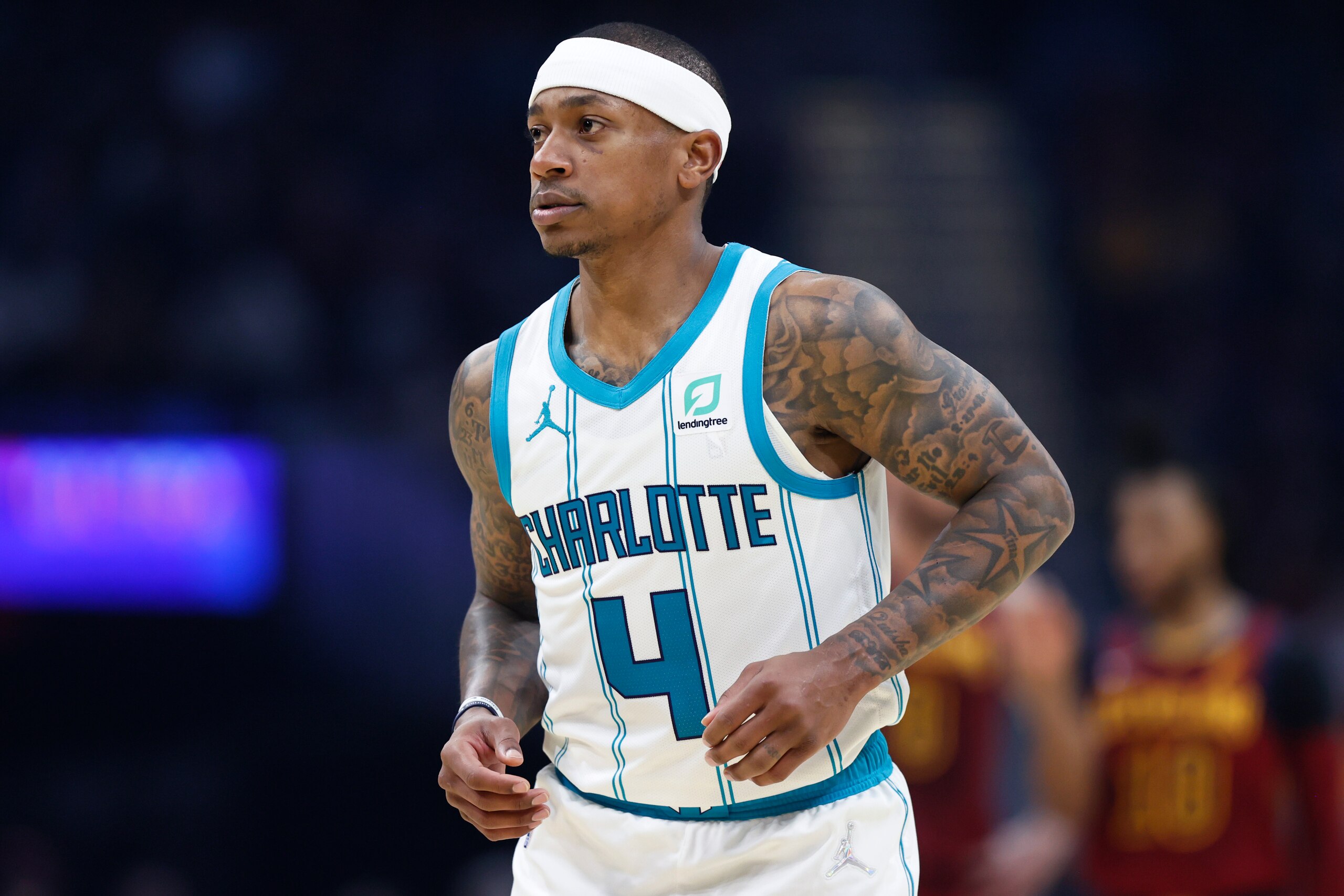 Charlotte Hornets' Isaiah Thomas plays against the Cleveland Cavaliers during the first half of an NBA basketball game, Wednesday, March 2, 2022, in Cleveland. (AP Photo/Ron Schwane)