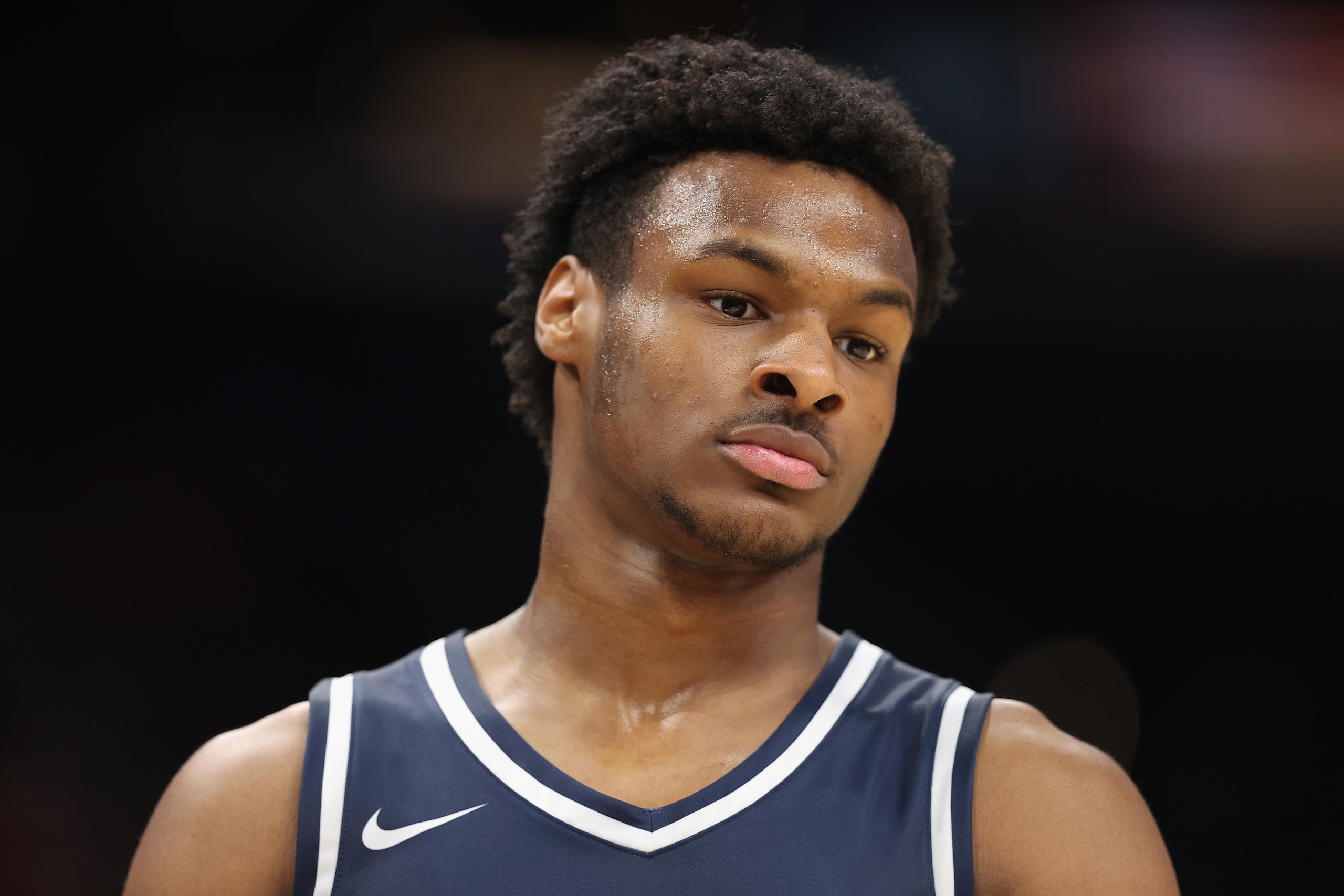 PHOENIX, ARIZONA - DECEMBER 11: Bronny James #0 of the Sierra Canyon Trailblazers during the Hoophall West tournament against the Perry Pumas at Footprint Center on December 11, 2021 in Phoenix, Arizona. (Photo by Christian Petersen/Getty Images)
