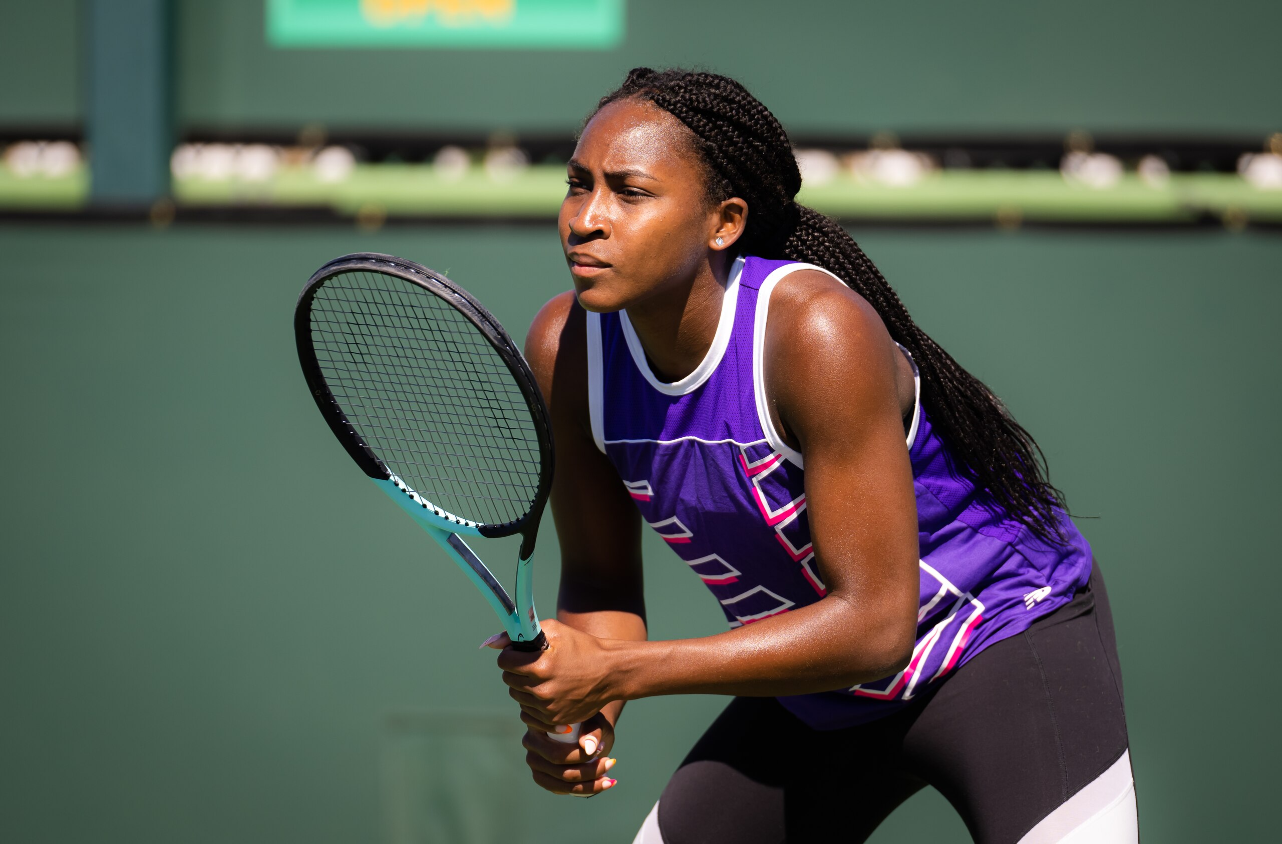 INDIAN WELLS, CALIFORNIA - MARCH 08:  Cori Gauff of the United States during practice at the 2022 BNP Paribas Open at the Indian Wells Tennis Garden on March 8, 2022 in Indian Wells, California (Photo by Robert Prange/Getty Images)