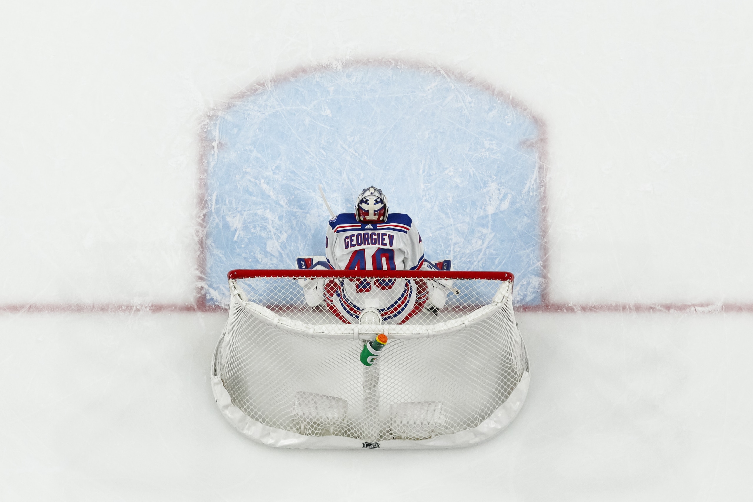 ST PAUL, MN - MARCH 08: Alexandar Georgiev #40 of the New York Rangers looks on against the Minnesota Wild in the first period at Xcel Energy Center on March 8, 2022 in St Paul, Minnesota. The Wild defeated the Rangers 5-2. (Photo by David Berding/Getty Images)