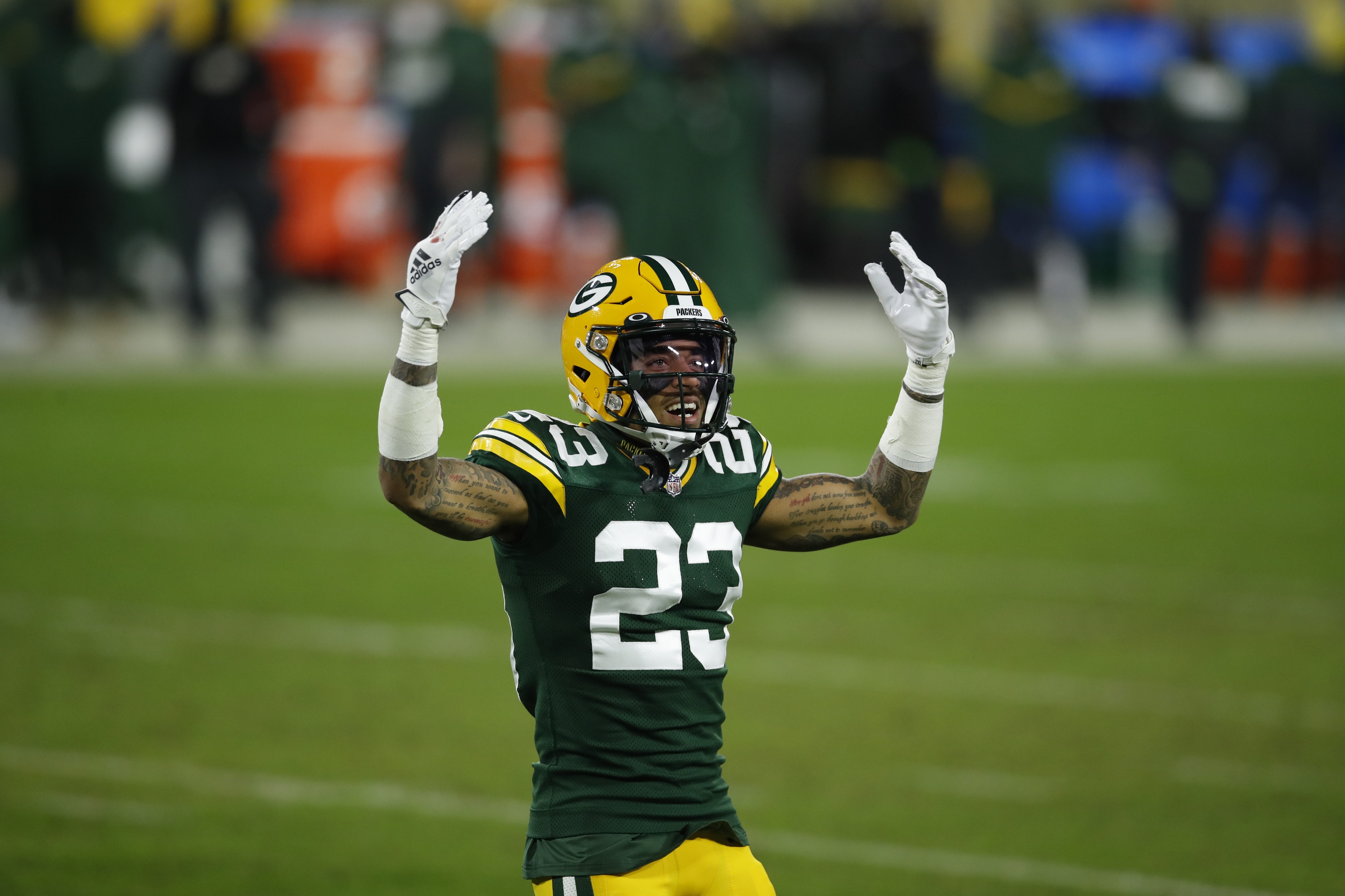 Football: NFL Playoffs: Green Bay Packers Jaire Alexander (23) during game vs Los Angeles Rams at Lambeau Field.
Green Bay, WI 1/16/2021
CREDIT: Jeff Haynes (Jeff Haynes/Sports Illustrated via Getty Images) ( Set Number: X163499 TK1 )