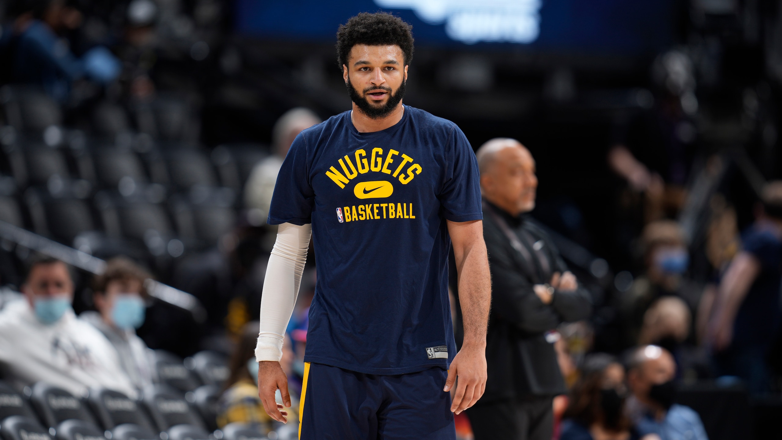 Denver Nuggets guard Jamal Murray (27) in the first half of an NBA basketball game Friday, March 4, 2022, in Denver. (AP Photo/David Zalubowski)