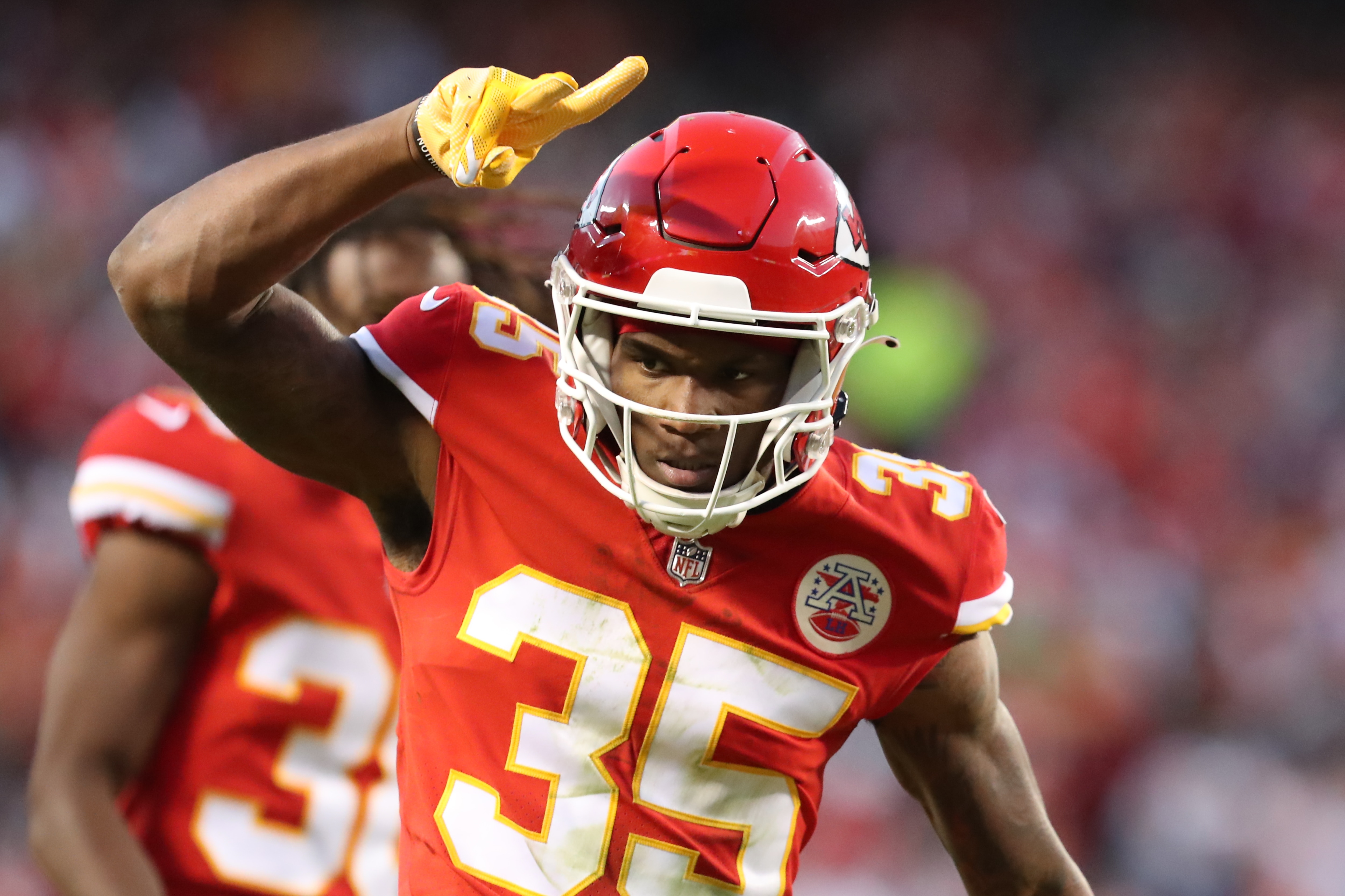 KANSAS CITY, MO - NOVEMBER 21: Kansas City Chiefs cornerback Charvarius Ward (35) late in the fourth quarter of an NFL football game between the Dallas Cowboys and Kansas City Chiefs on Nov 21, 2021 at GEHA Field at Arrowhead Stadium in Kansas City, MO. (Photo by Scott Winters/Icon Sportswire via Getty Images)