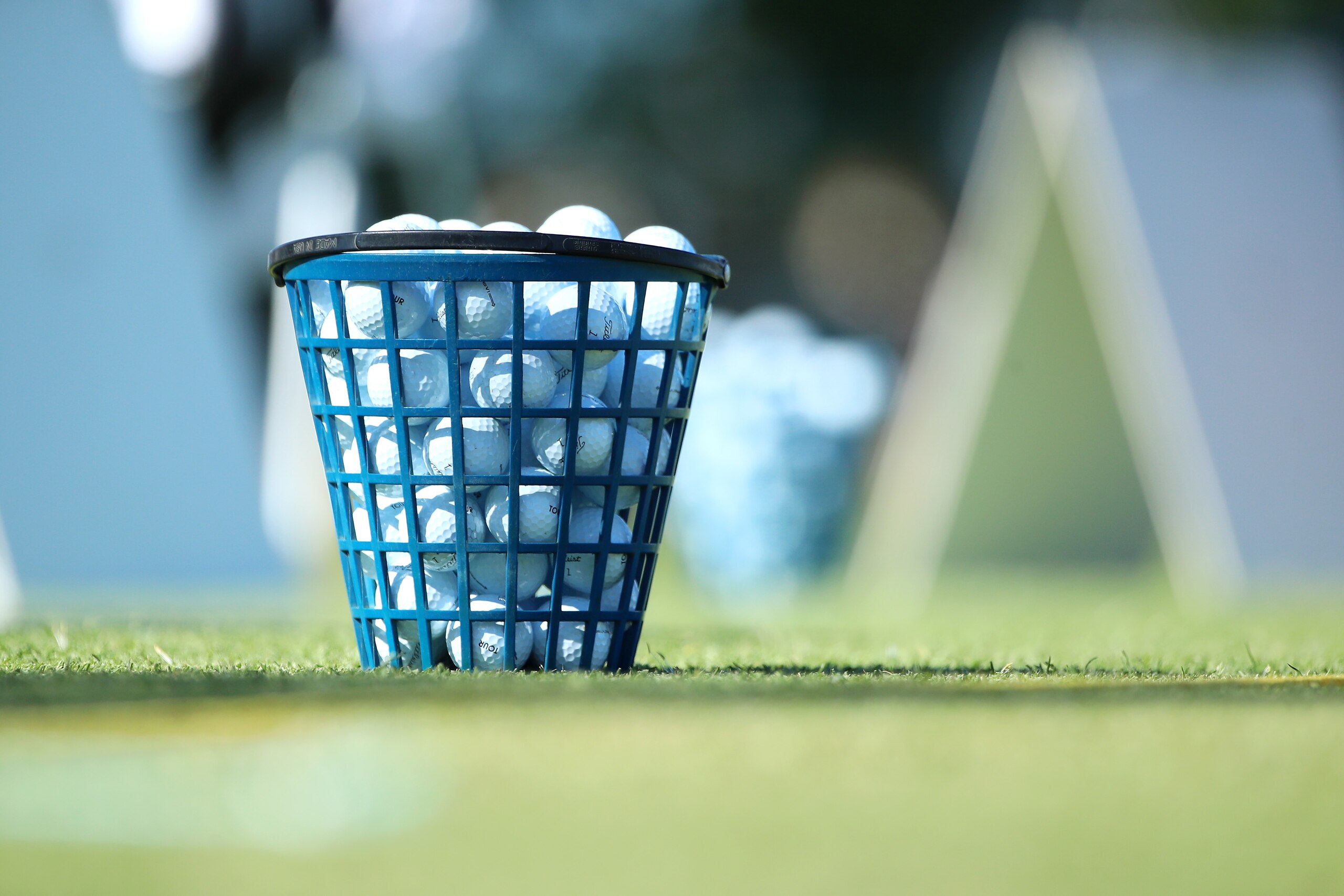 NEWPORT BEACH, CALIFORNIA - MARCH 04: A detailed view of golf balls at the driving range during round one of the Hoag Classic at Newport Beach Country Club on March 4, 2022 in Newport Beach, California. (Photo by Katelyn Mulcahy/Getty Images)