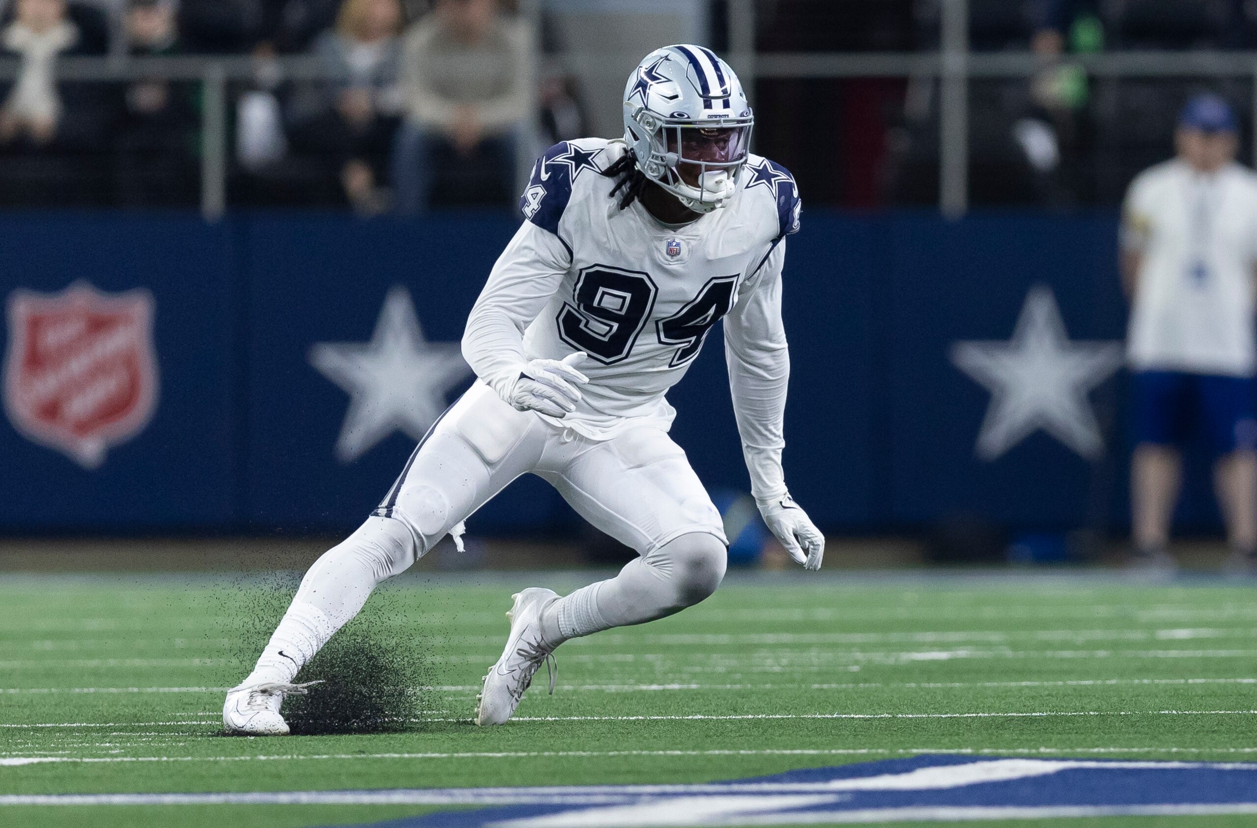 Dallas Cowboys defensive end Randy Gregory (94) defends during an NFL football game against the Arizona Cardinals, Sunday, Jan. 2, 2022, in Arlington, Texas. Arizona won 25-22. (AP Photo/Brandon Wade) Dallas Cowboys defensive end Randy Gregory (94) defends during an NFL football game against the Arizona Cardinals, Sunday, Jan. 2, 2022, in Arlington, Texas. Arizona won 25-22. (AP Photo/Brandon Wade)