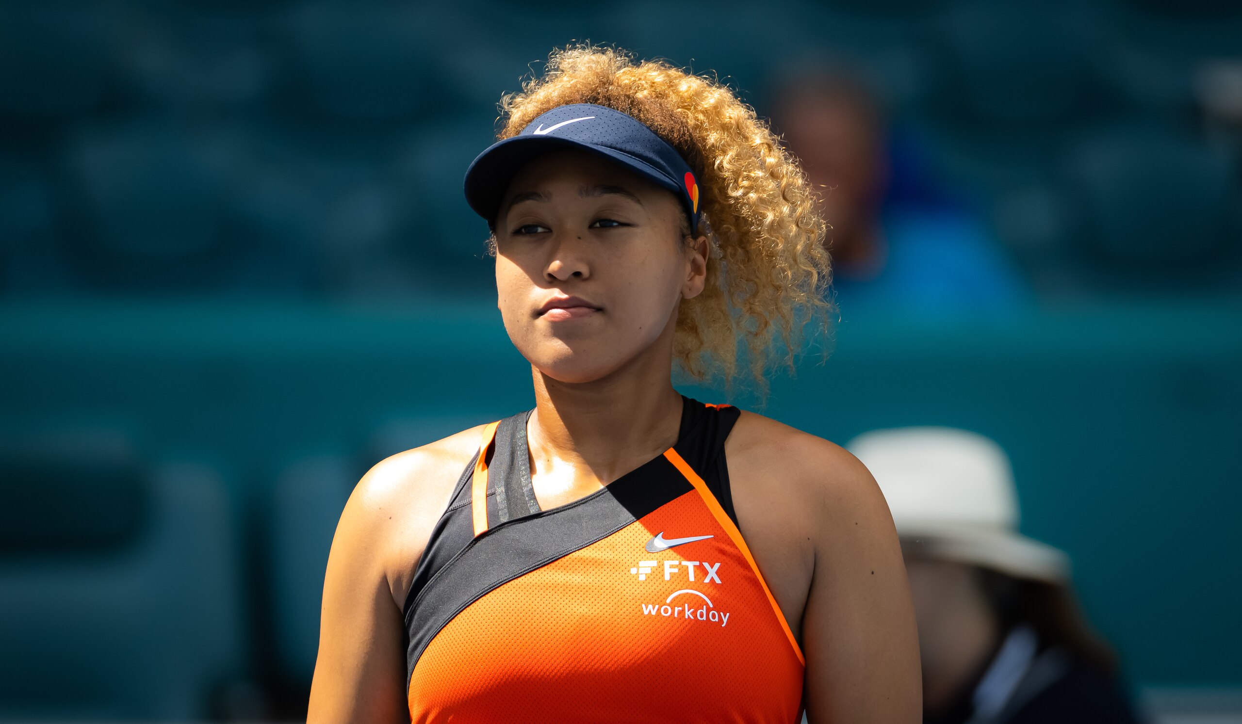 MIAMI GARDENS, FLORIDA - MARCH 23: Naomi Osaka of Japan in action against Astra Sharma of Australia in her first round match on day 3 of the Miami Open at Hard Rock Stadium on March 23, 2022 in Miami Gardens, Florida (Photo by Robert Prange/Getty Images) MIAMI GARDENS, FLORIDA - MARCH 23: Naomi Osaka of Japan in action against Astra Sharma of Australia in her first round match on day 3 of the Miami Open at Hard Rock Stadium on March 23, 2022 in Miami Gardens, Florida (Photo by Robert Prange/Getty Images)