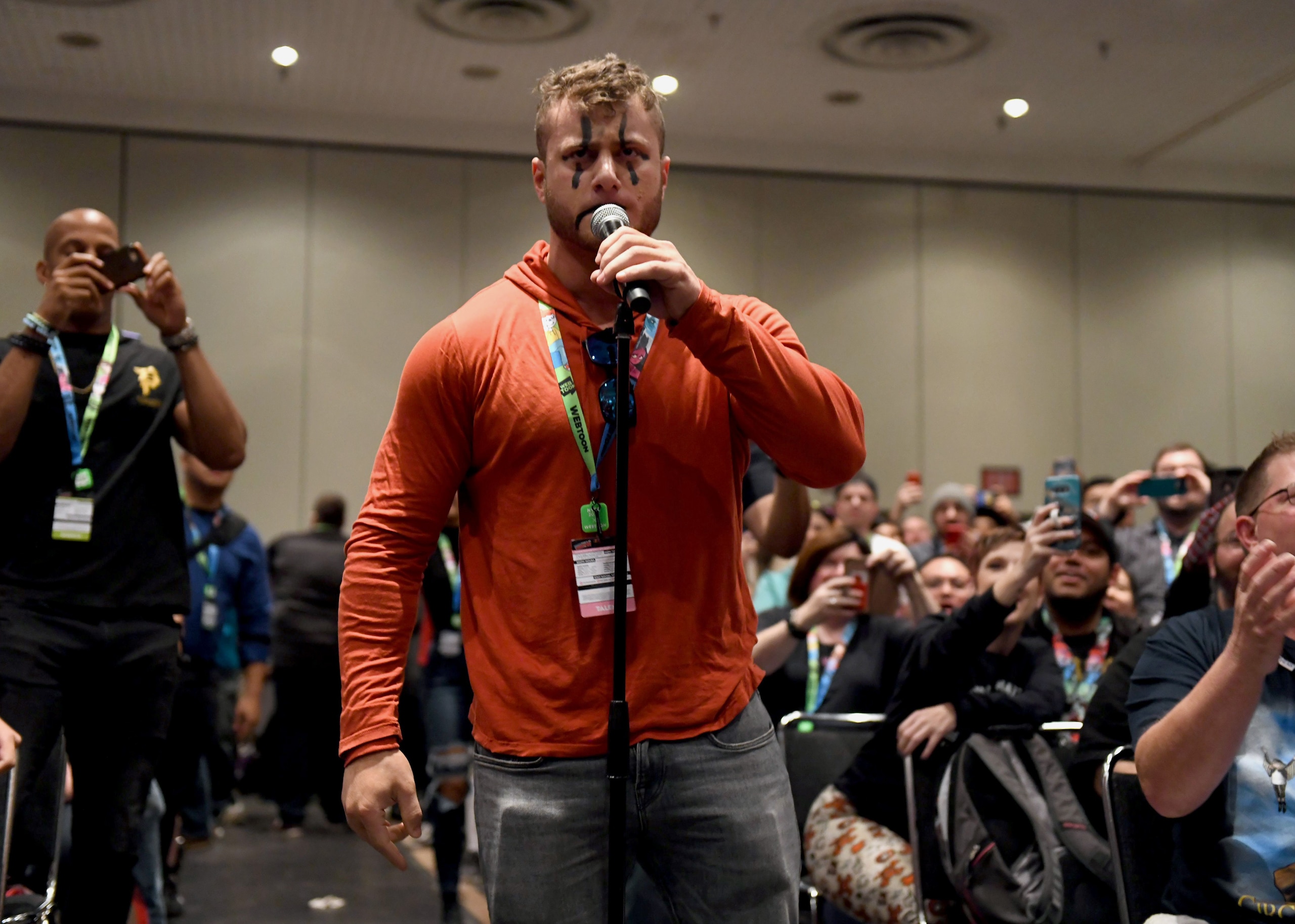NEW YORK, NEW YORK - OCTOBER 04: Maxwell Jacob Friedman aka MJF makes a surprise appearance during the All Elite Wrestling panel during 2019 New York Comic Con at Jacob Javits Center on October 04, 2019 in New York City. (Photo by Noam Galai/Getty Images for WarnerMedia Company)