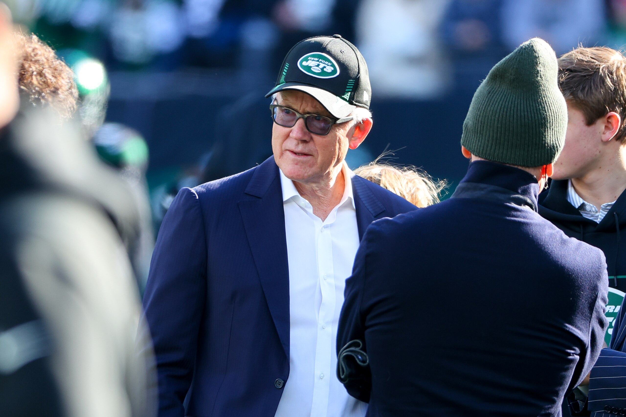 EAST RUTHERFORD, NJ - DECEMBER 26: New York Jets owner Woody Johnson prior to the National Football League game between the New York Jets and the Jacksonville Jaguars on Decsmber 26, 2021 at MetLife Stadium in East Rutherford, NJ.  (Photo by Rich Graessle/Icon Sportswire via Getty Images)