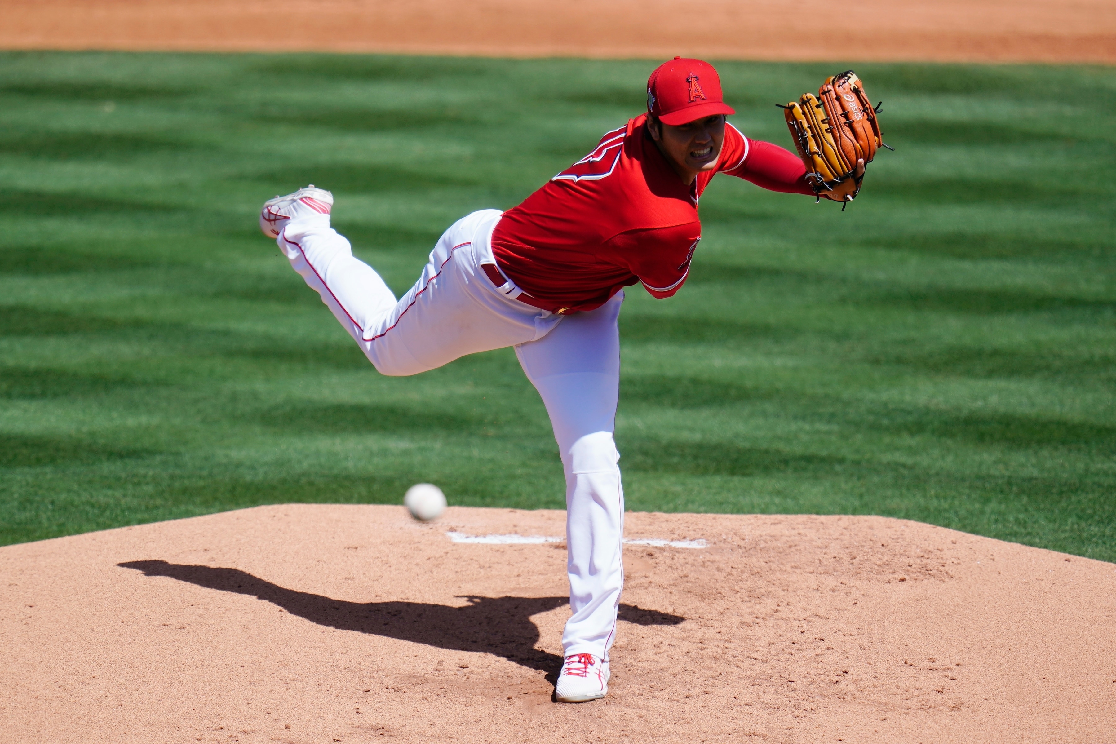 Los Angeles Angels pitcher Shohei Ohtani, of Japan, throws against the Kansas City Royals during the second inning of a spring training baseball game Monday, March 21, 2022, in Tempe, Ariz. (AP Photo/Ross D. Franklin) Los Angeles Angels pitcher Shohei Ohtani, of Japan, throws against the Kansas City Royals during the second inning of a spring training baseball game Monday, March 21, 2022, in Tempe, Ariz. (AP Photo/Ross D. Franklin)