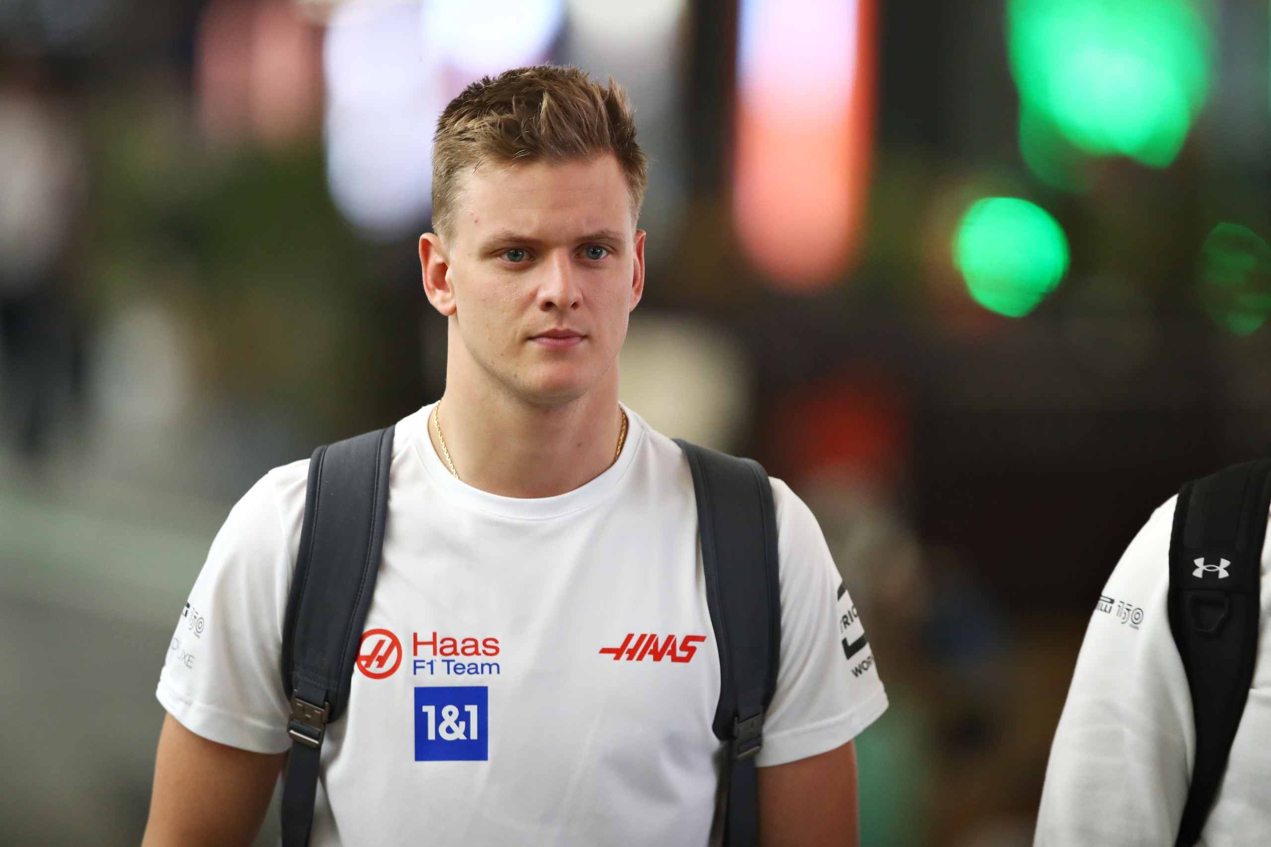 JEDDAH, SAUDI ARABIA - MARCH 25: Mick Schumacher of Germany and Haas F1 team leaves the paddock following practice ahead of the F1 Grand Prix of Saudi Arabia at the Jeddah Corniche Circuit on March 25, 2022 in Jeddah, Saudi Arabia. (Photo by Joe Portlock - Formula 1/Formula 1 via Getty Images)
