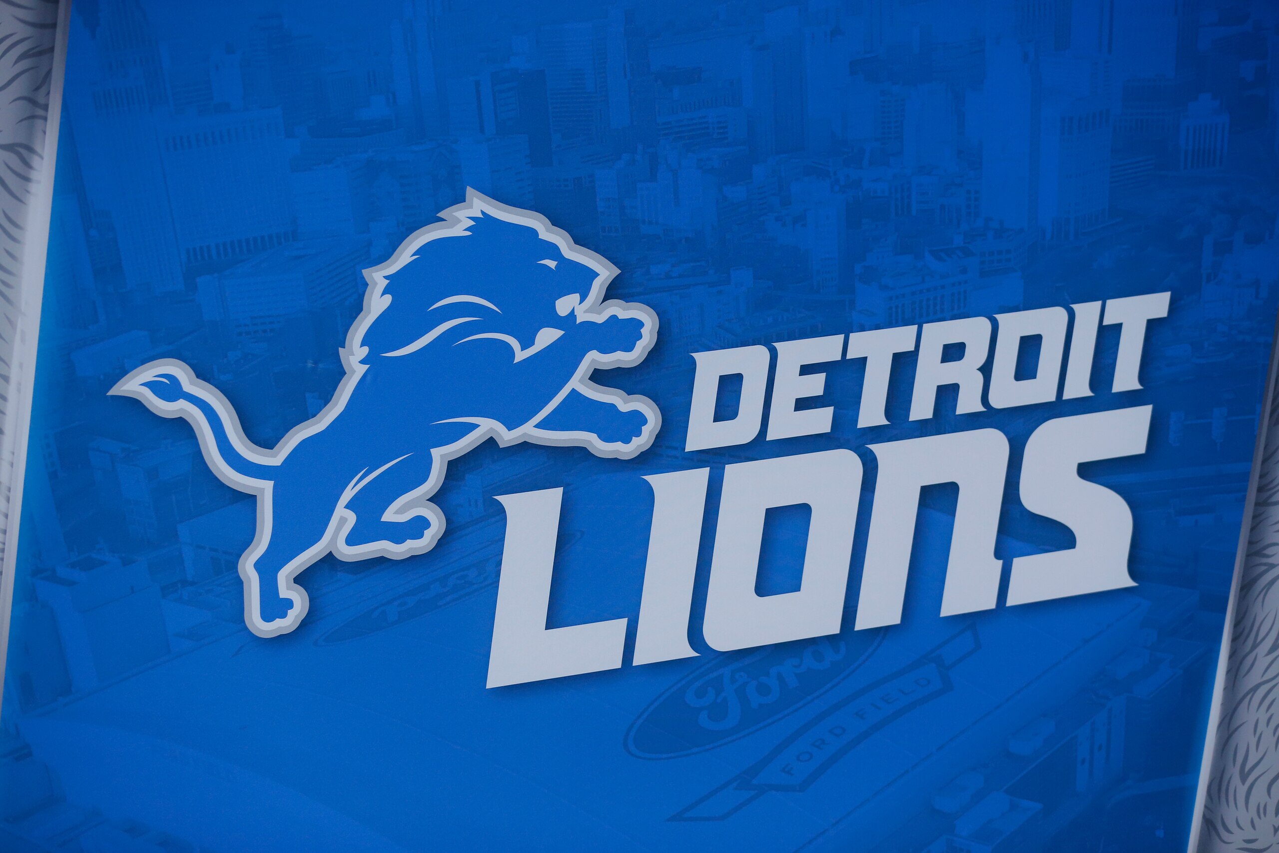 DETROIT, MI - NOVEMBER 01: The Detroit Lions Logo on display during a NFL game between the Indianapolis Colts and the Detroit Lions on November 01, 2020 at Ford Field in Detroit MI. (Photo by Jeffrey Brown/Icon Sportswire via Getty Images)