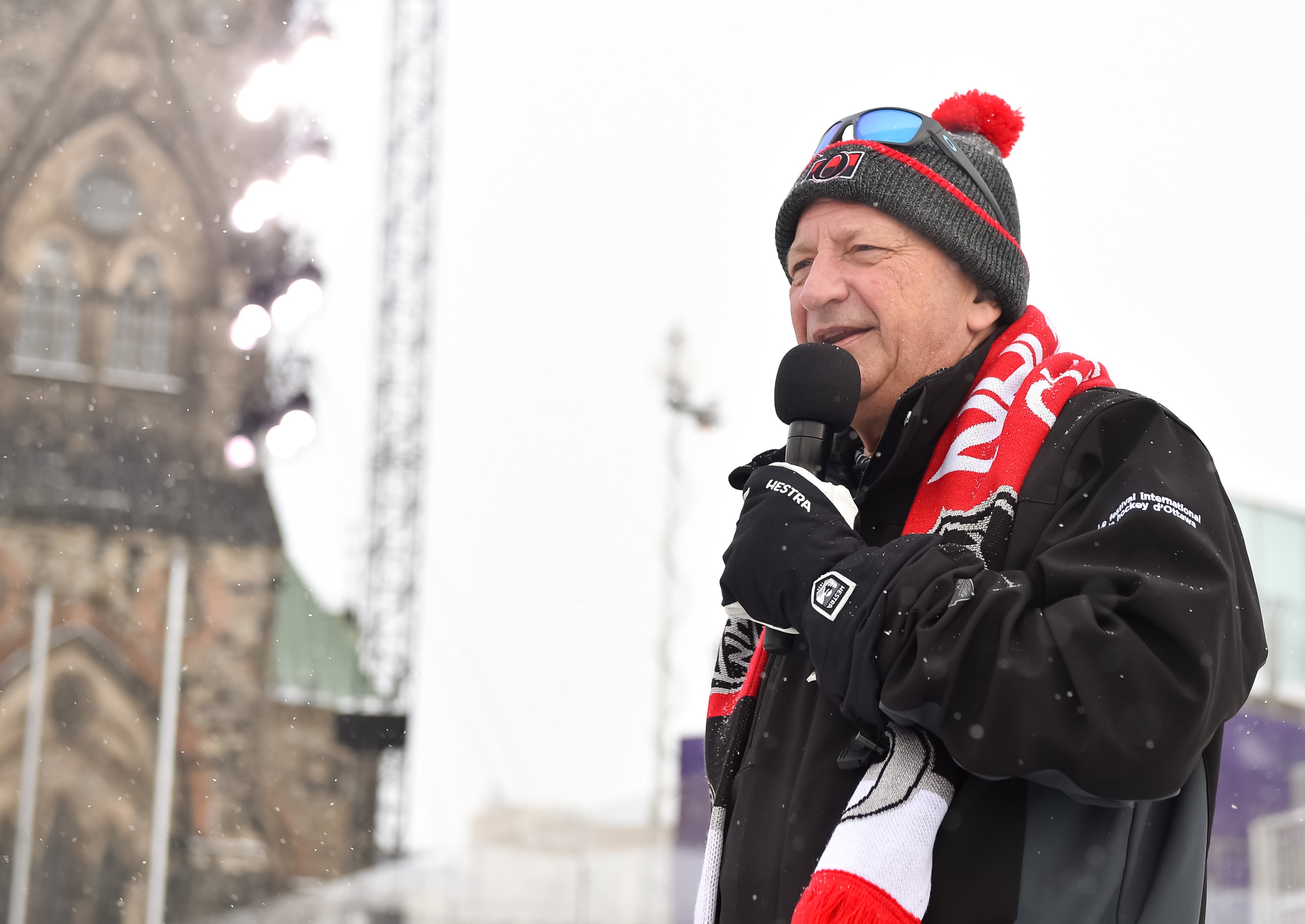 OTTAWA, ON - DECEMBER 15: Ottawa Senators owner Eugene Melnyk talks to skaters during the 2017 Scotiabank NHL100 Classic Eugene Melnyk Skate for kids on Parliament Hill on December 15, 2017 in Ottawa, Canada. (Photo Minas Panagiotakis/NHLI via Getty Images) OTTAWA, ON - DECEMBER 15: Ottawa Senators owner Eugene Melnyk talks to skaters during the 2017 Scotiabank NHL100 Classic Eugene Melnyk Skate for kids on Parliament Hill on December 15, 2017 in Ottawa, Canada. (Photo Minas Panagiotakis/NHLI via Getty Images)