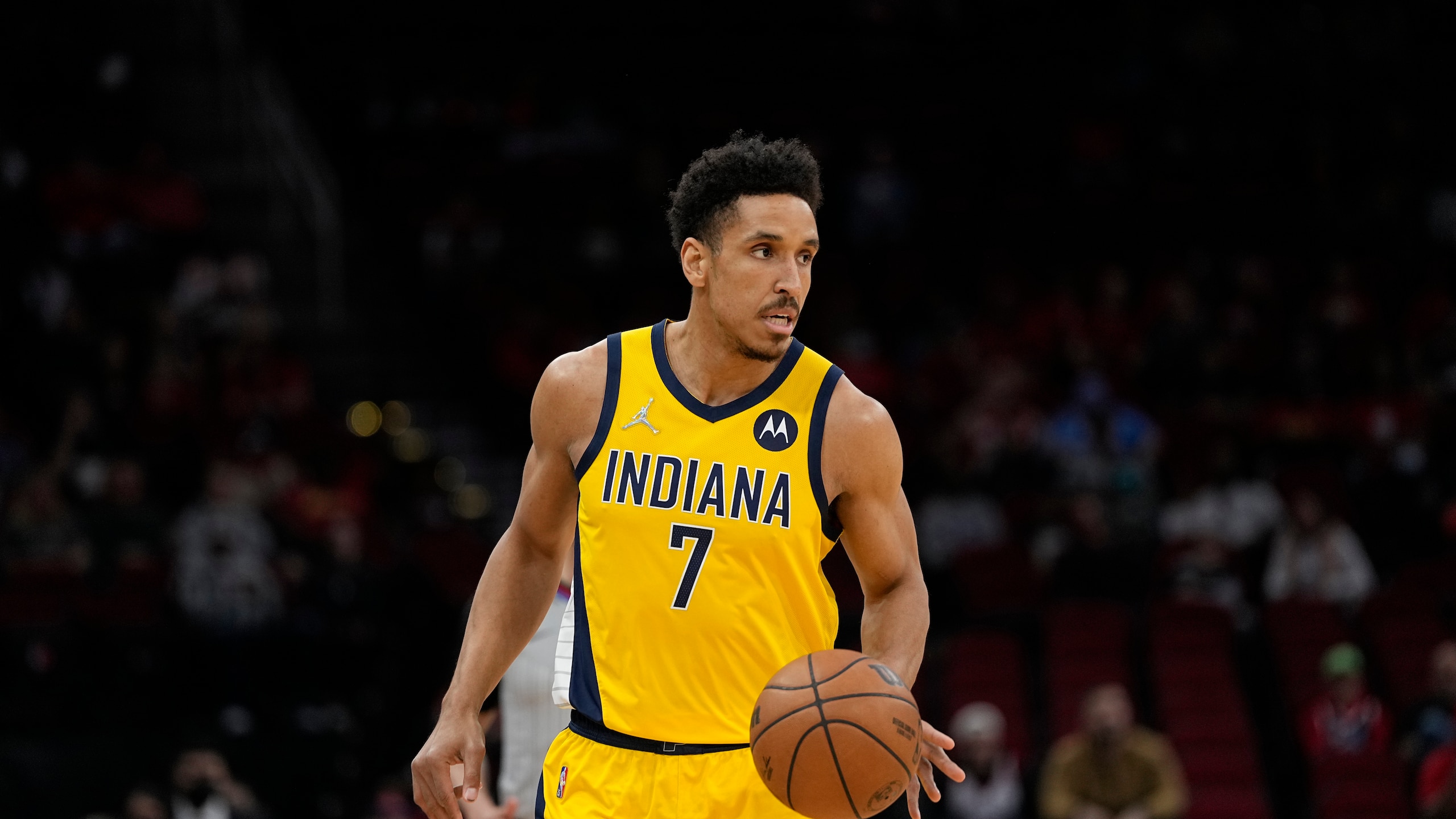 Indiana Pacers' Malcolm Brogdon brings the ball up the court against the Houston Rockets during the first half of an NBA basketball game Friday, March 18, 2022, in Houston. (AP Photo/David J. Phillip) Indiana Pacers' Malcolm Brogdon brings the ball up the court against the Houston Rockets during the first half of an NBA basketball game Friday, March 18, 2022, in Houston. (AP Photo/David J. Phillip)
