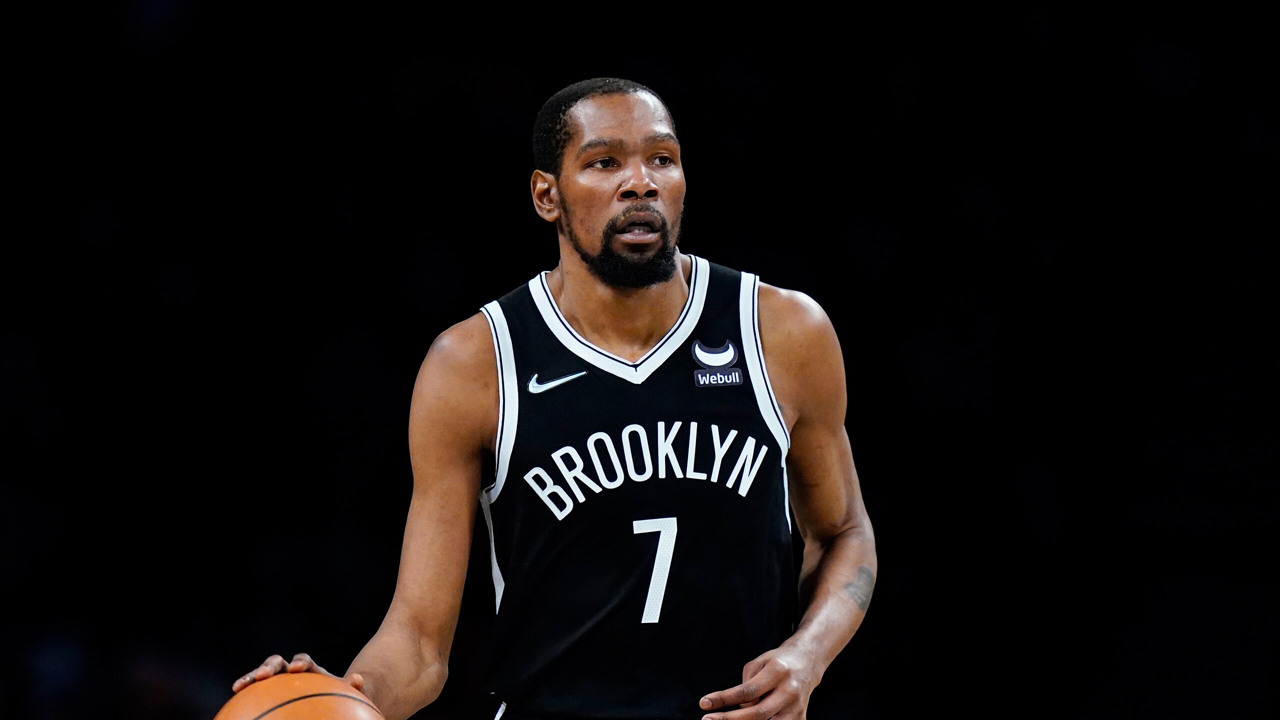 Brooklyn Nets' Kevin Durant (7) during the second half of an NBA basketball game against the Detroit Pistons Tuesday, March 29, 2022 in New York. The Nets won 130-123. (AP Photo/Frank Franklin II) Brooklyn Nets' Kevin Durant (7) during the second half of an NBA basketball game against the Detroit Pistons Tuesday, March 29, 2022 in New York. The Nets won 130-123. (AP Photo/Frank Franklin II)
