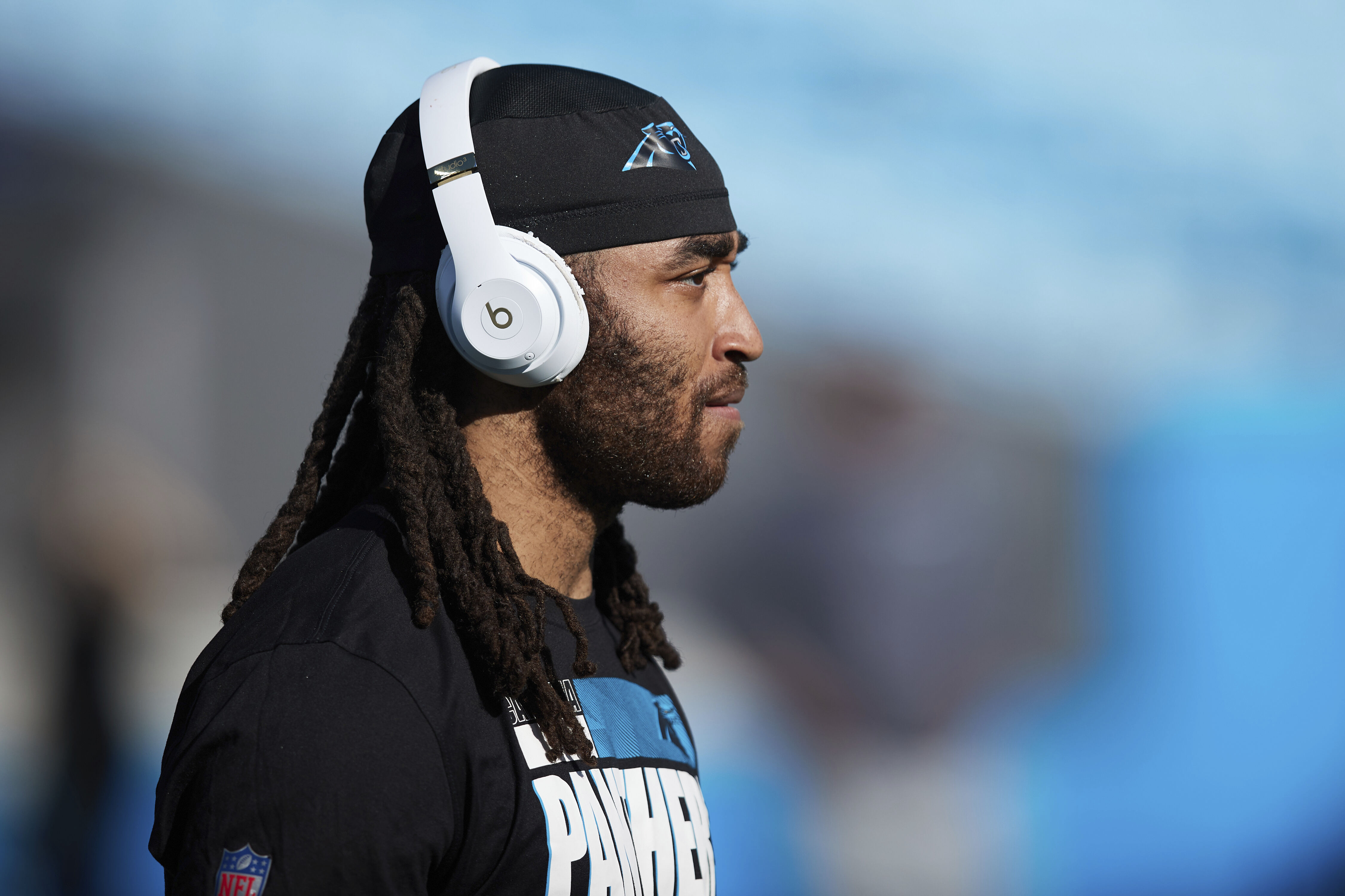 Carolina Panthers cornerback Stephon Gilmore (9) warms-up prior to an NFL football game against the Tampa Bay Buccaneers, Sunday, Dec. 26, 2021, in Charlotte, N.C. (AP Photo/Brian Westerholt) Carolina Panthers cornerback Stephon Gilmore (9) warms-up prior to an NFL football game against the Tampa Bay Buccaneers, Sunday, Dec. 26, 2021, in Charlotte, N.C. (AP Photo/Brian Westerholt)