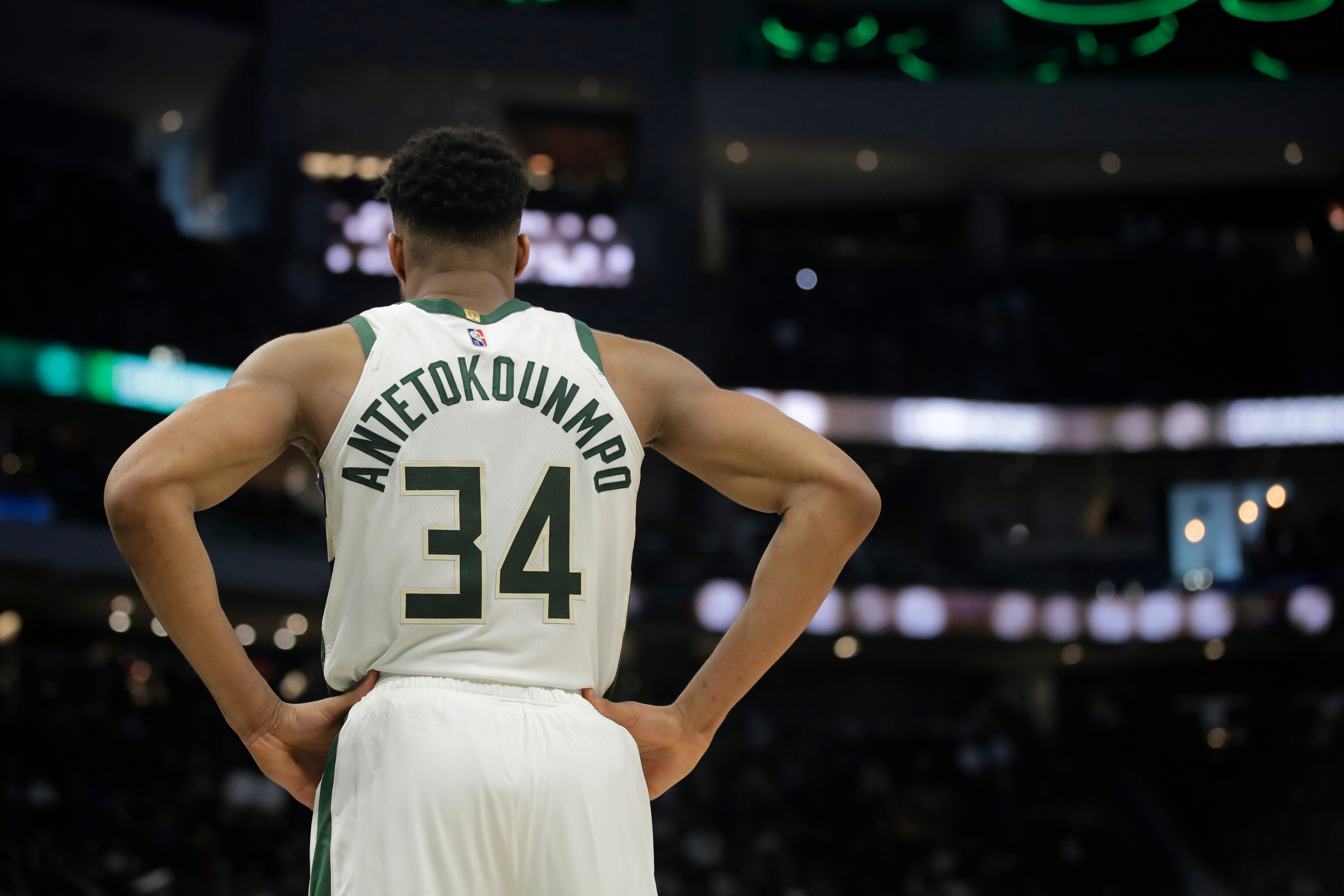 Milwaukee Bucks' Giannis Antetokounmpo during the second half of an NBA basketball game against the Dallas Mavericks Sunday, April 3, 2022, in Milwaukee. (AP Photo/Aaron Gash)