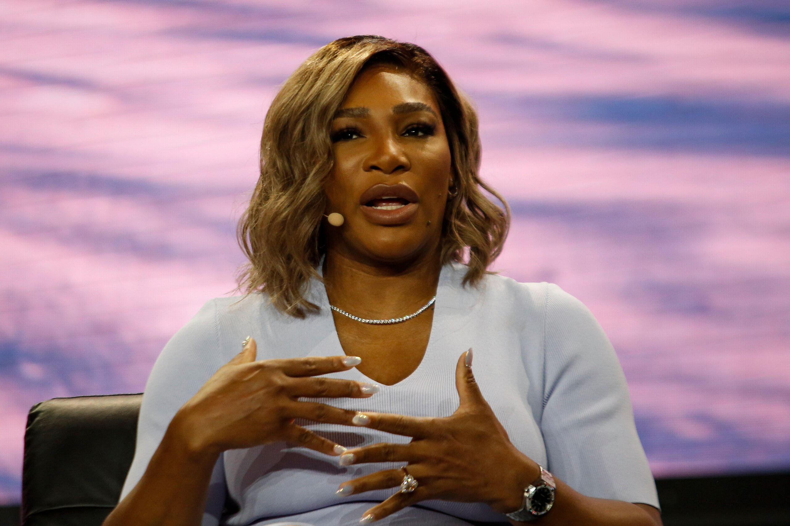 MIAMI, FLORIDA - APRIL 7: Serena Williams, professional tennis player, and businesswoman, speaks during the Bitcoin 2022 Conference at the Miami Beach Convention Center on April 7, 2022 in Miami, Florida. The worlds largest bitcoin conference runs from April 6-9, expecting over 30,000 people in attendance and over 7 million live stream viewers worldwide.(Photo by Marco Bello/Getty Images)