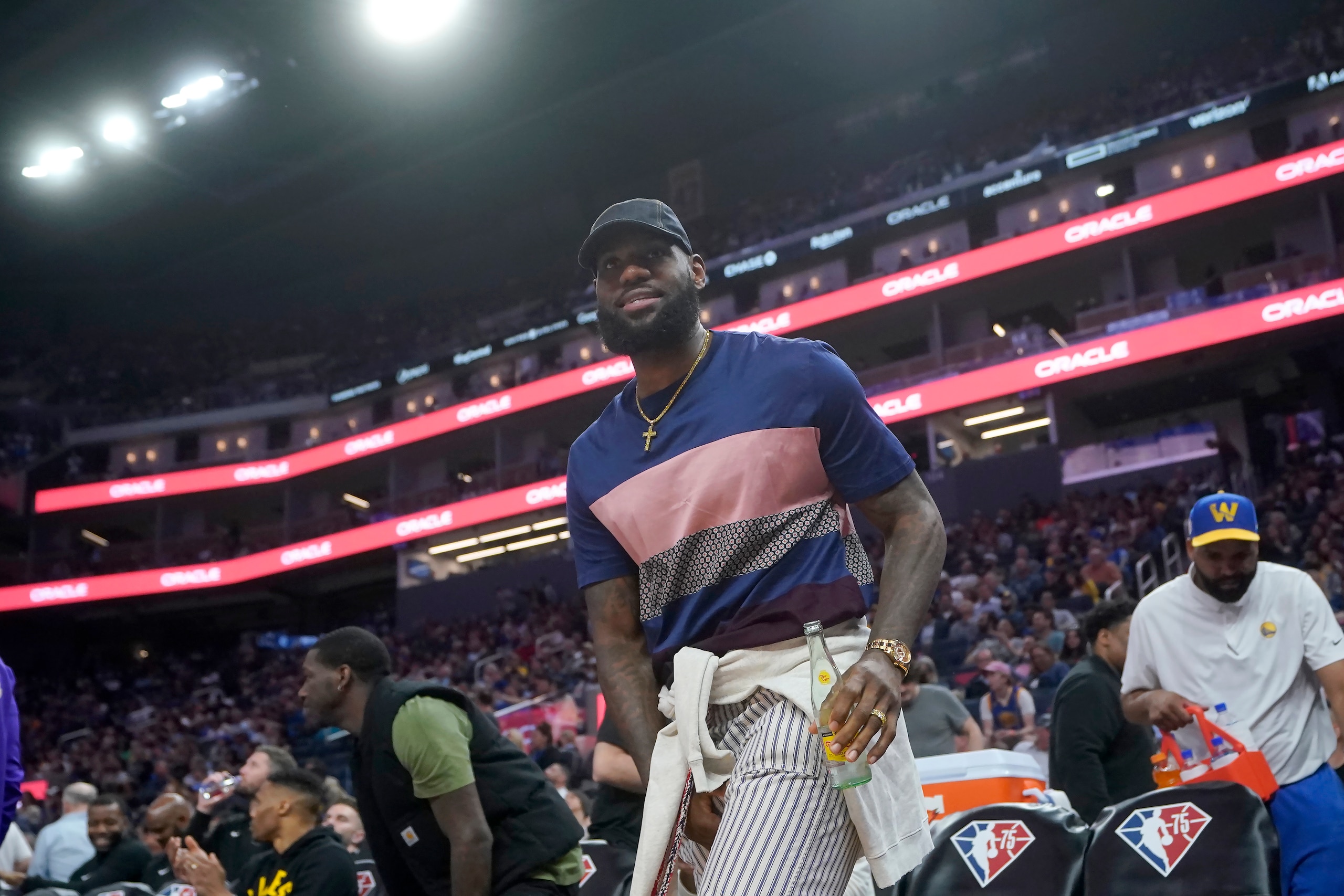 Los Angeles Lakers forward LeBron James during an NBA basketball game against the Golden State Warriors in San Francisco, Thursday, April 7, 2022. (AP Photo/Jeff Chiu)